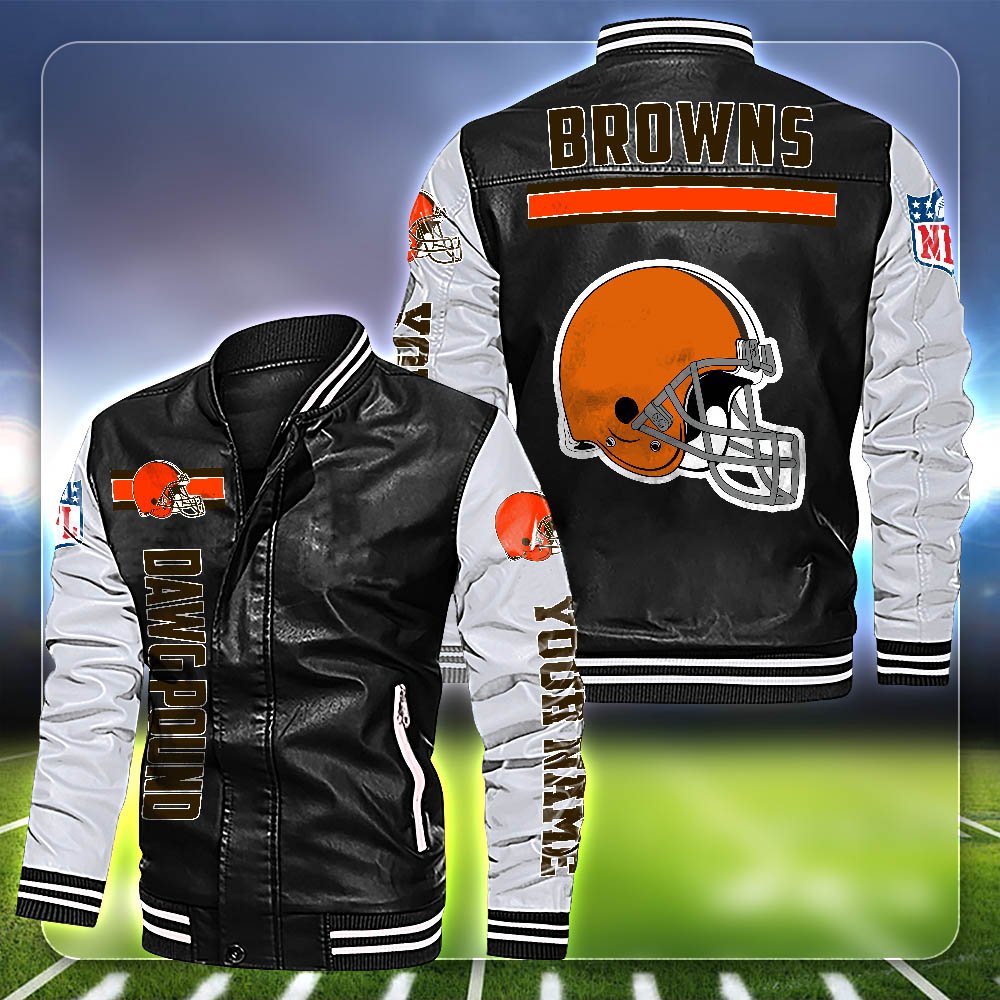 Cleveland Browns Leather Jacket Customized Your Name, Sport Team Jackets For Fans, Sport Gifts ETHY-53612