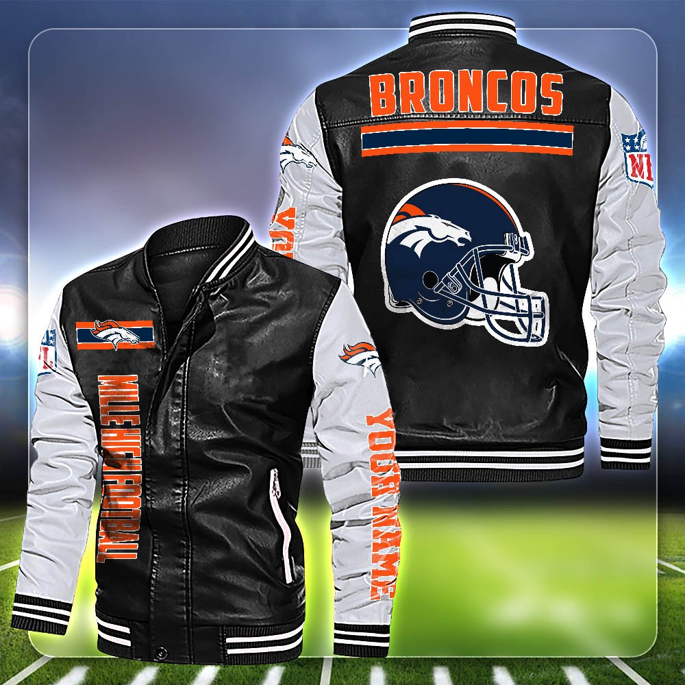 Denver Broncos Leather Jacket Customized Your Name, Sport Team Jackets For Fans, Sport Gifts ETHY-53612