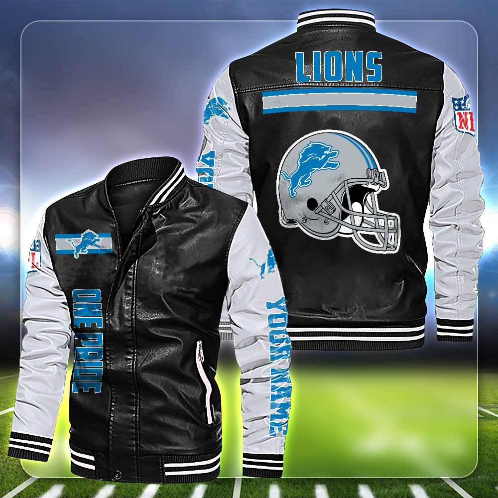 Detroit Lions Leather Jacket Customized Your Name, Sport Team Jackets For Fans, Sport Gifts ETHY-53612