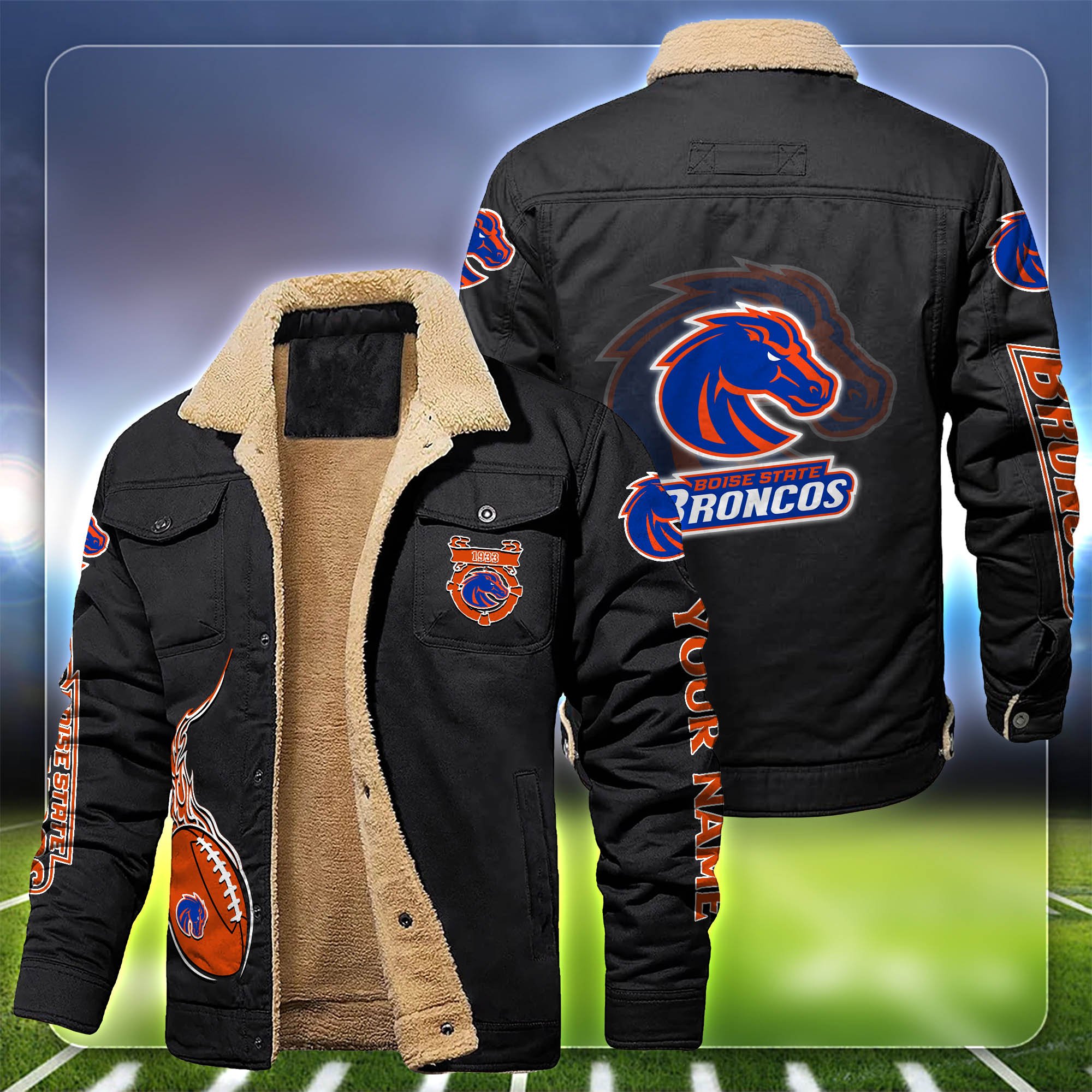 Boise State Broncos Fleece Bomber Jacket Customized Your Name, Sport Team Jacket For Fans, Sport Gifts ETHY-53688