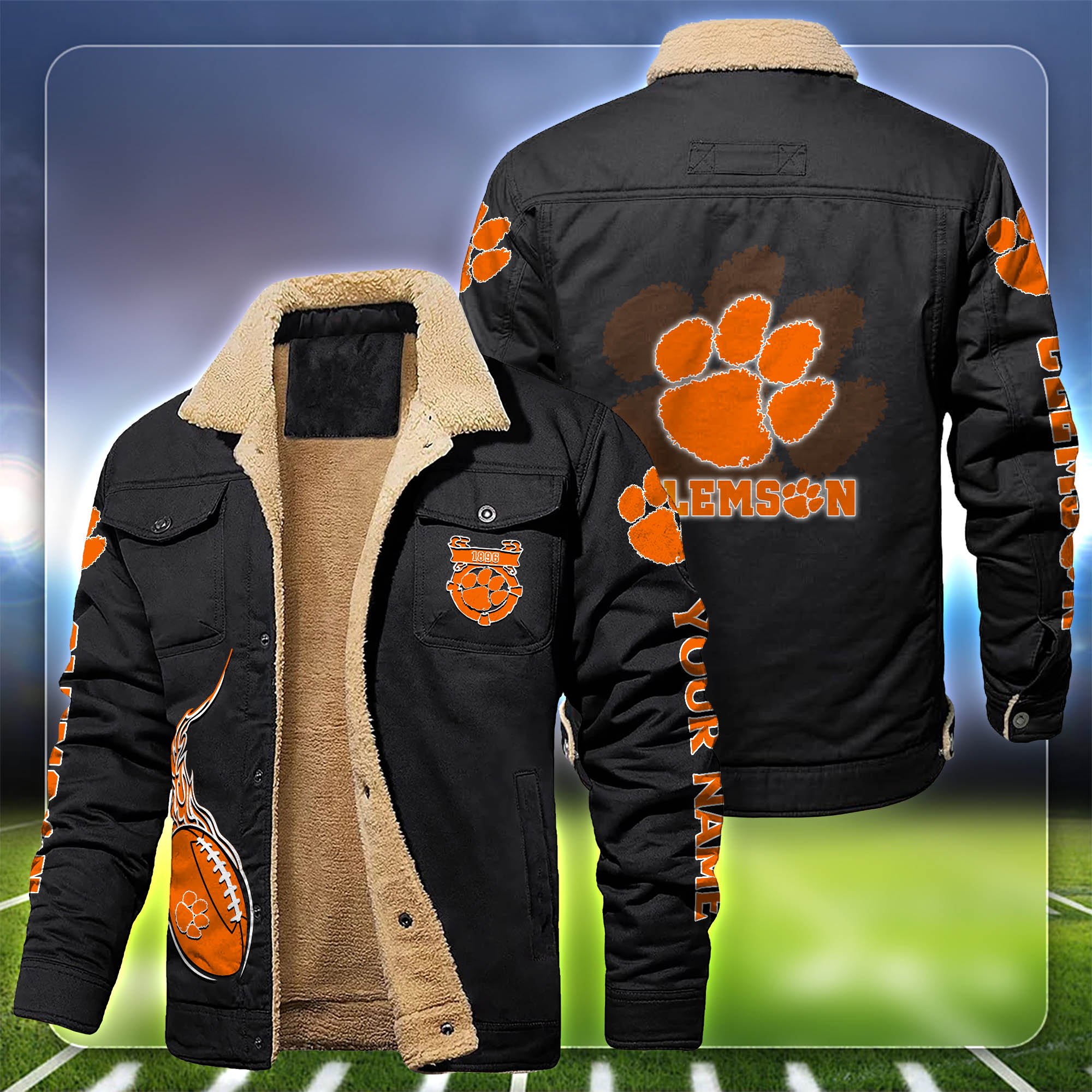 Clemson Tigers Fleece Bomber Jacket Customized Your Name, Sport Team Jacket For Fans, Sport Gifts ETHY-53688