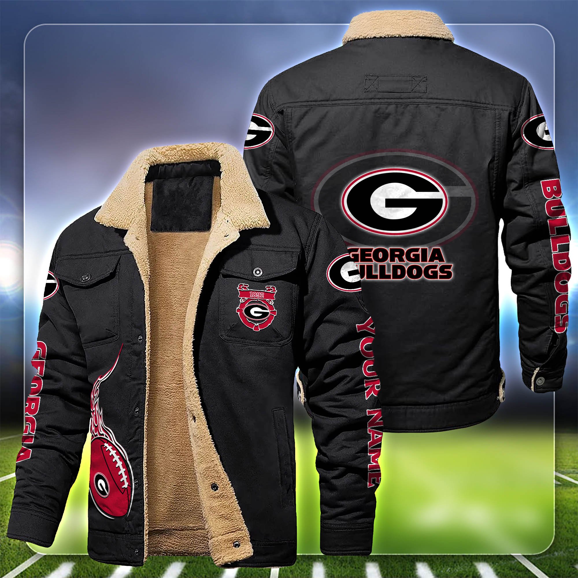 Georgia Bulldogs Fleece Bomber Jacket Customized Your Name, Sport Team Jacket For Fans, Sport Gifts ETHY-53688