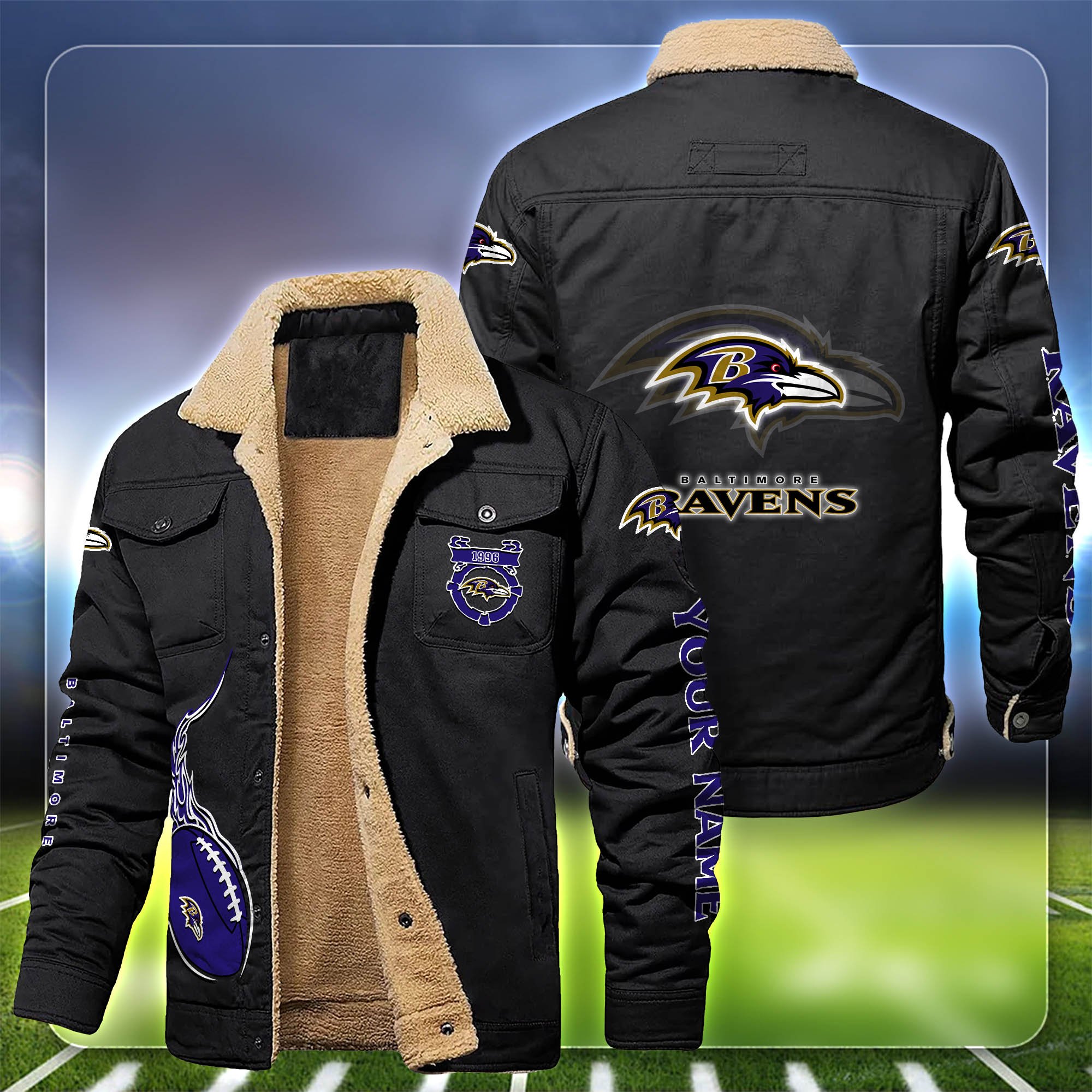 Baltimore Ravens Fleece Bomber Jacket Customized Your Name, Sport Team Jacket For Fans, Sport Gifts ETHY-53688