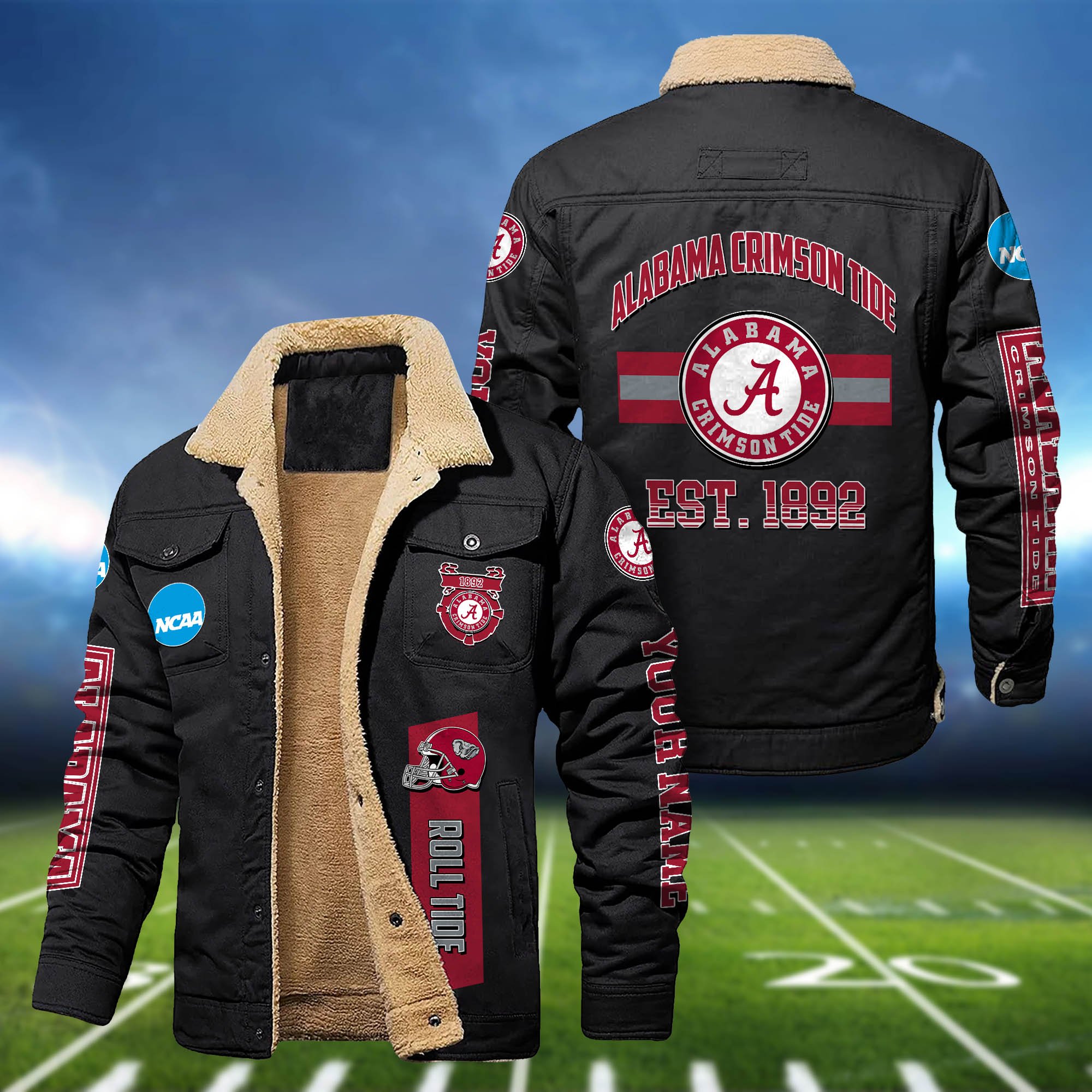 Alabama Crimson Tide 2D Fleece Bomber Jacket Customized Your Name, Jackets For Sport Fan, Sport Gifts ETHY-53777