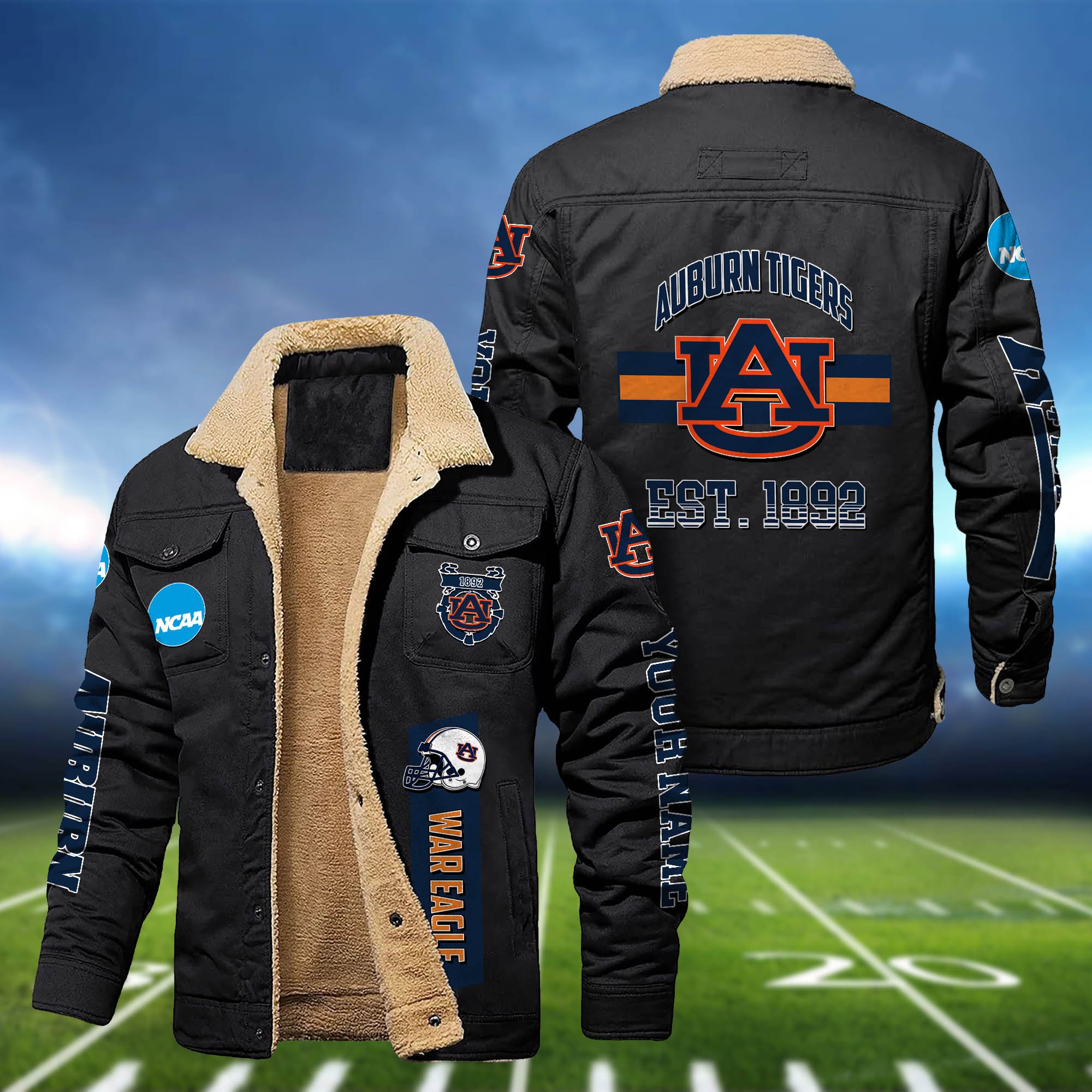 Auburn Tigers 2D Fleece Bomber Jacket Customized Your Name, Jackets For Sport Fan, Sport Gifts ETHY-53777