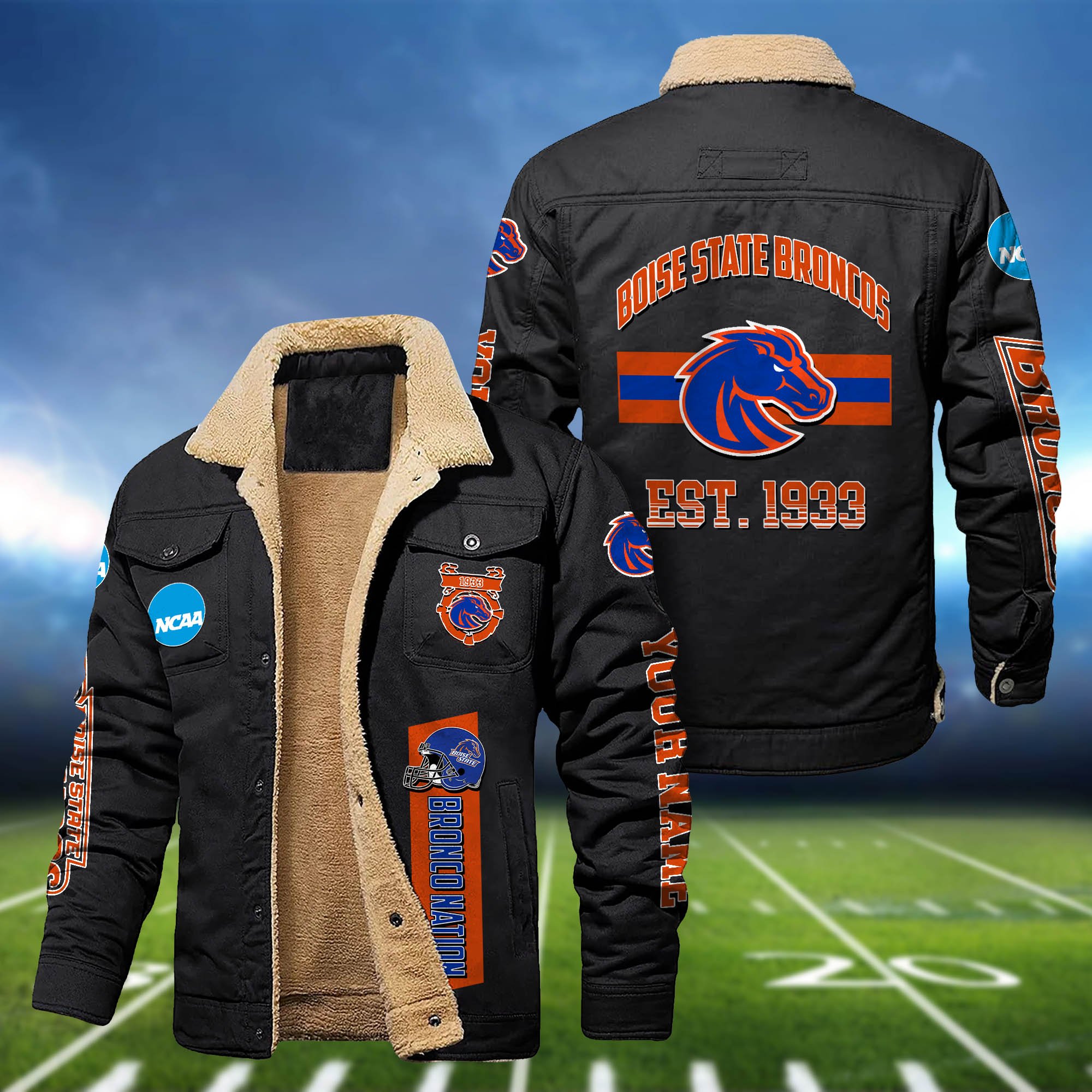 Boise State Broncos 2D Fleece Bomber Jacket Customized Your Name, Jackets For Sport Fan, Sport Gifts ETHY-53777