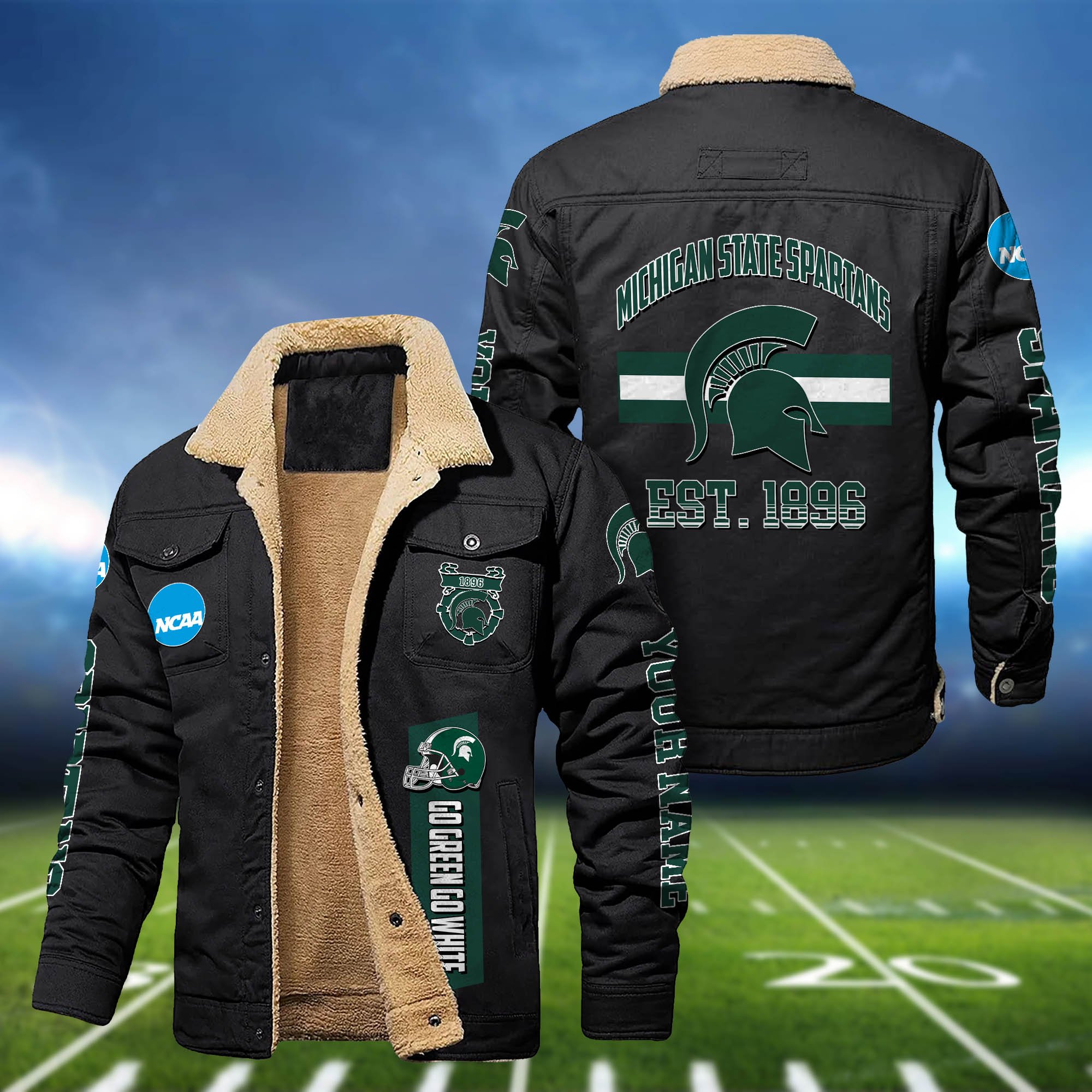 Michigan State Spartans 2D Fleece Bomber Jacket Customized Your Name, Jackets For Sport Fan, Sport Gifts ETHY-53777