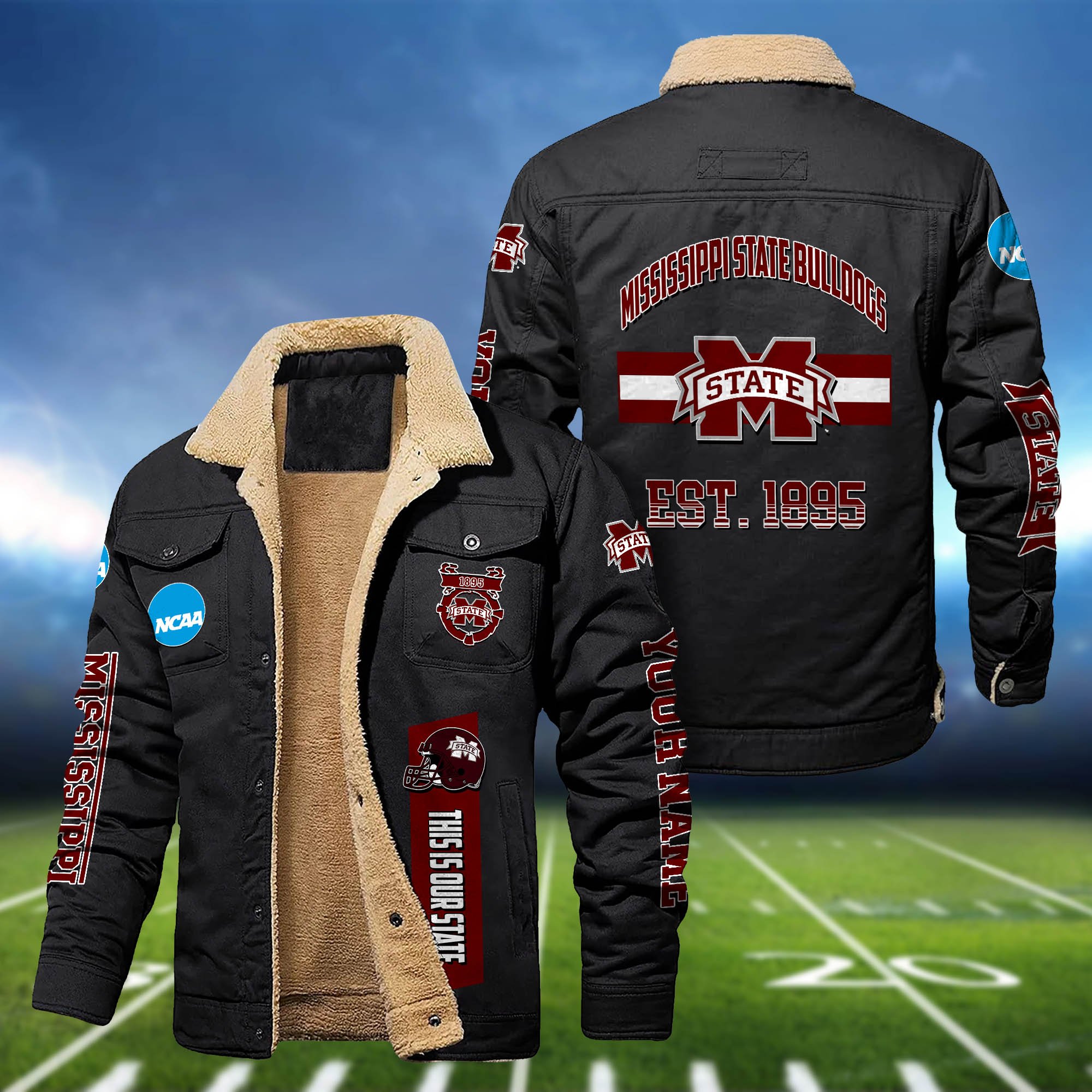 Mississippi State Bulldogs 2D Fleece Bomber Jacket Customized Your Name, Jackets For Sport Fan, Sport Gifts ETHY-53777