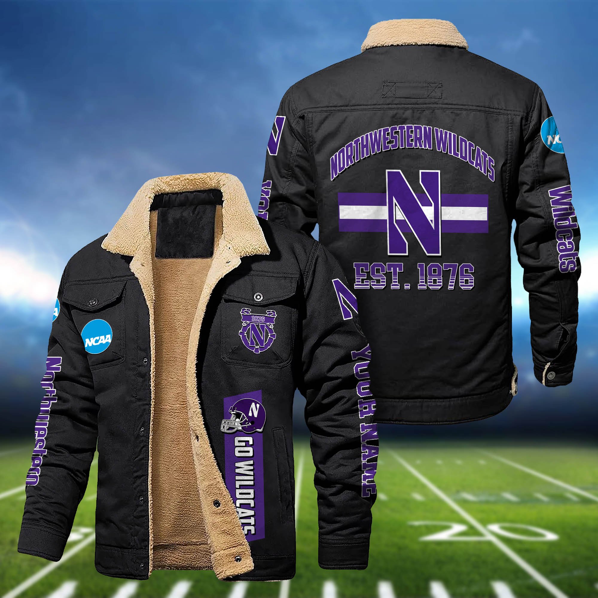 Northwestern Wildcats 2D Fleece Bomber Jacket Customized Your Name, Jackets For Sport Fan, Sport Gifts ETHY-53777