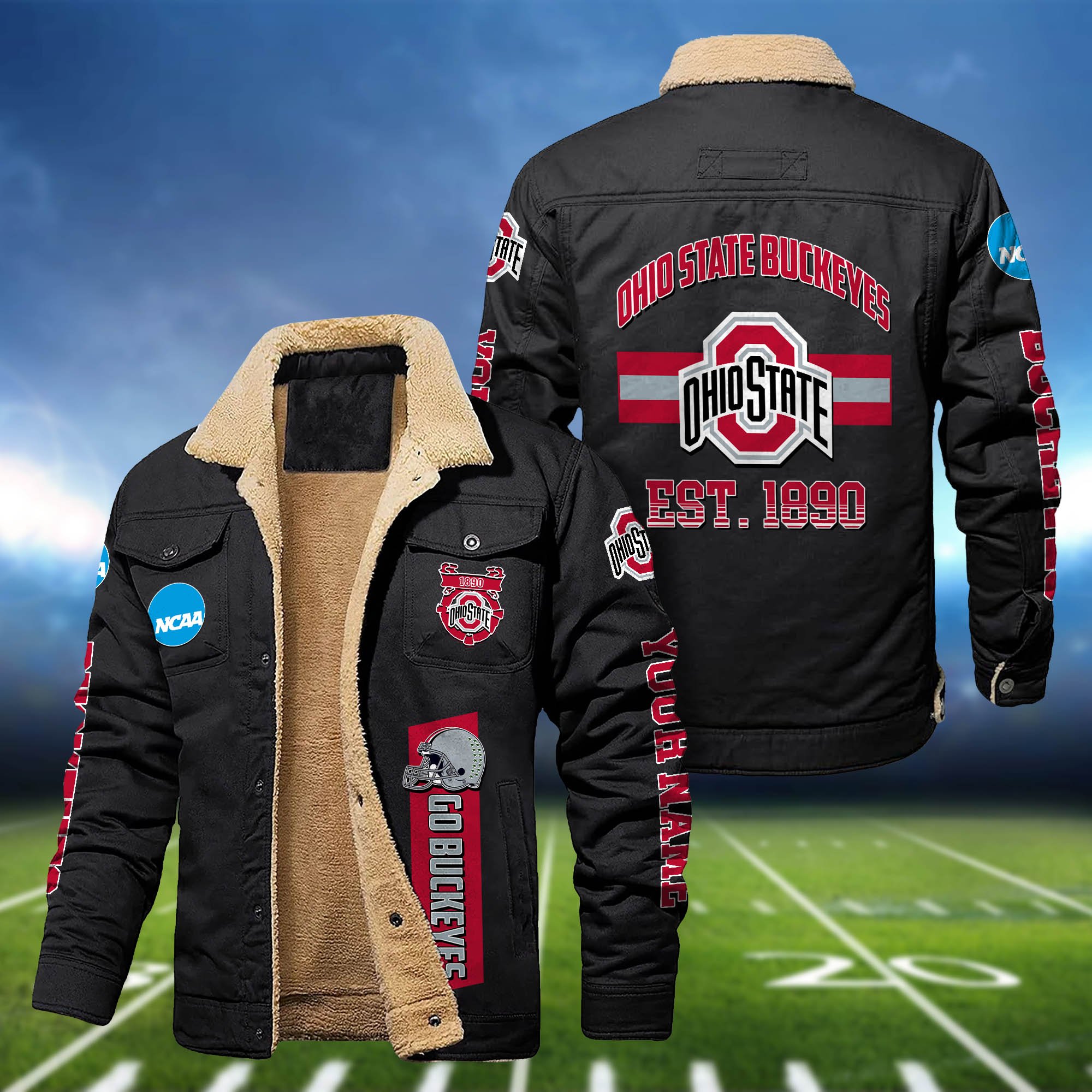 Ohio State Buckeyes 2D Fleece Bomber Jacket Customized Your Name, Jackets For Sport Fan, Sport Gifts ETHY-53777