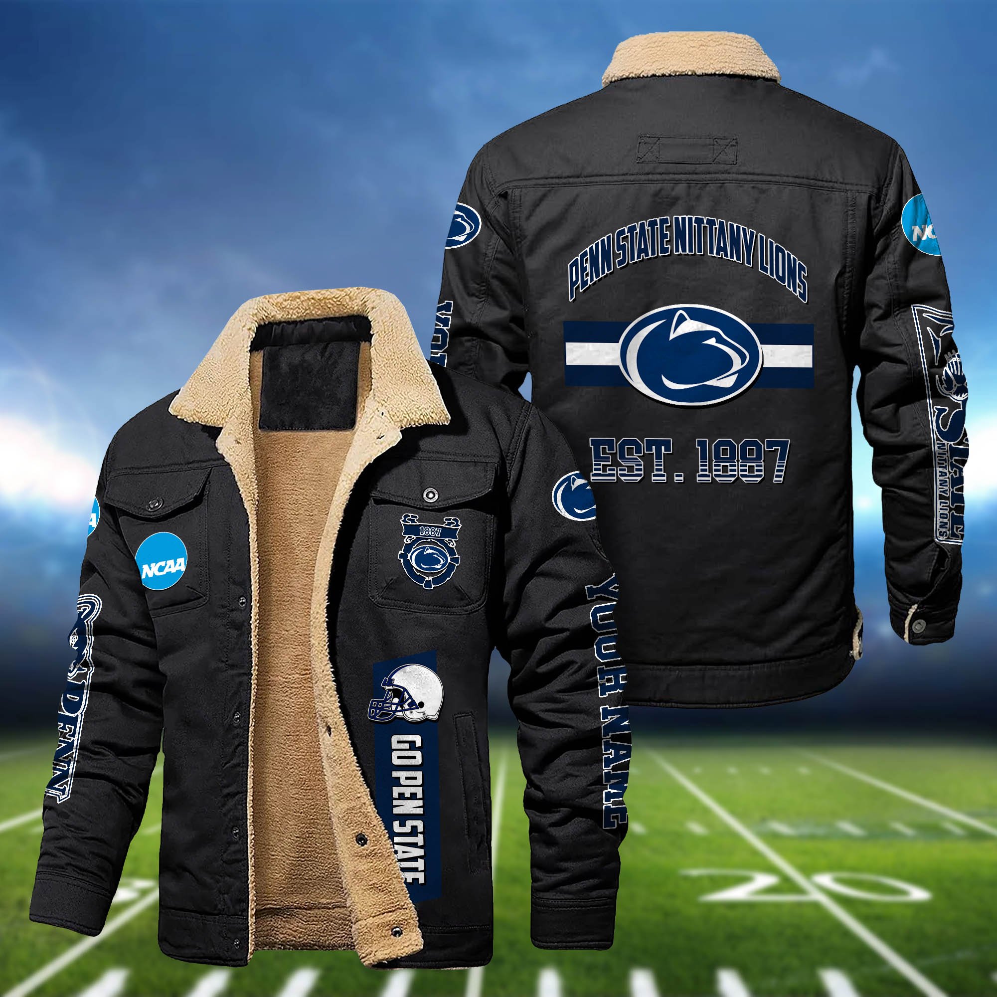 Penn State Nittany Lions 2D Fleece Bomber Jacket Customized Your Name, Jackets For Sport Fan, Sport Gifts ETHY-53777