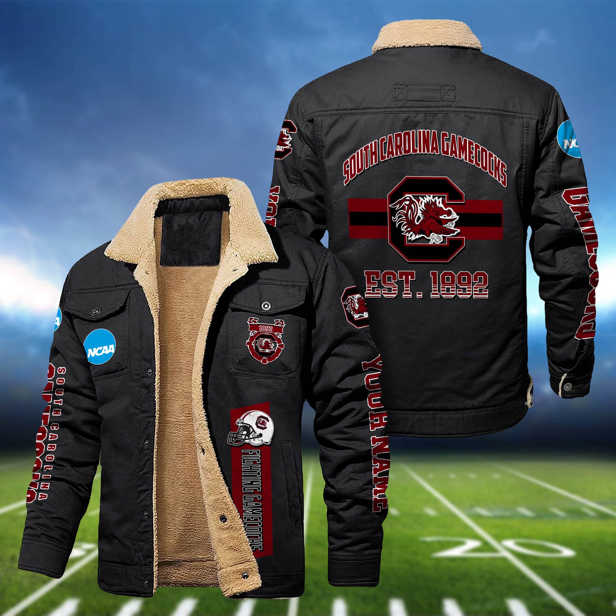 South Carolina Gamecocks 2D Fleece Bomber Jacket Customized Your Name, Jackets For Sport Fan, Sport Gifts ETHY-53777