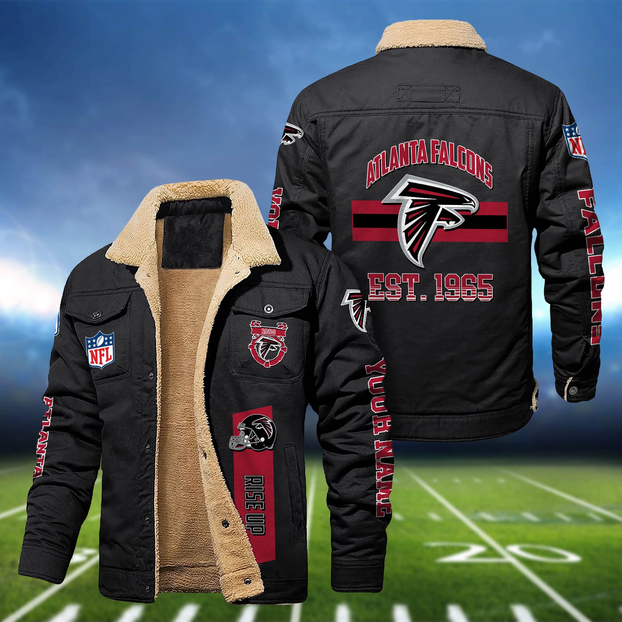 Atlanta Falcons 2D Fleece Bomber Jacket Customized Your Name, Jackets For Sport Fan, Sport Gifts ETHY-53777