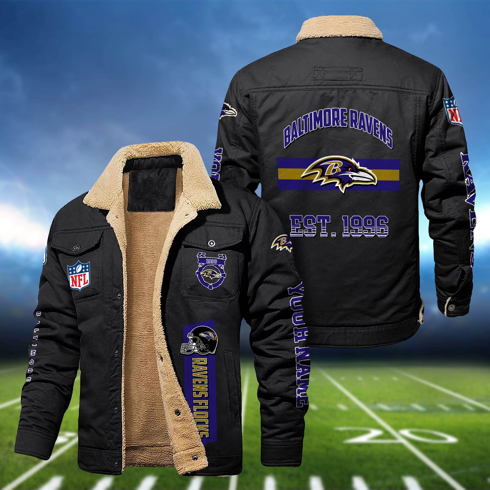 Baltimore Ravens 2D Fleece Bomber Jacket Customized Your Name, Jackets For Sport Fan, Sport Gifts ETHY-53777