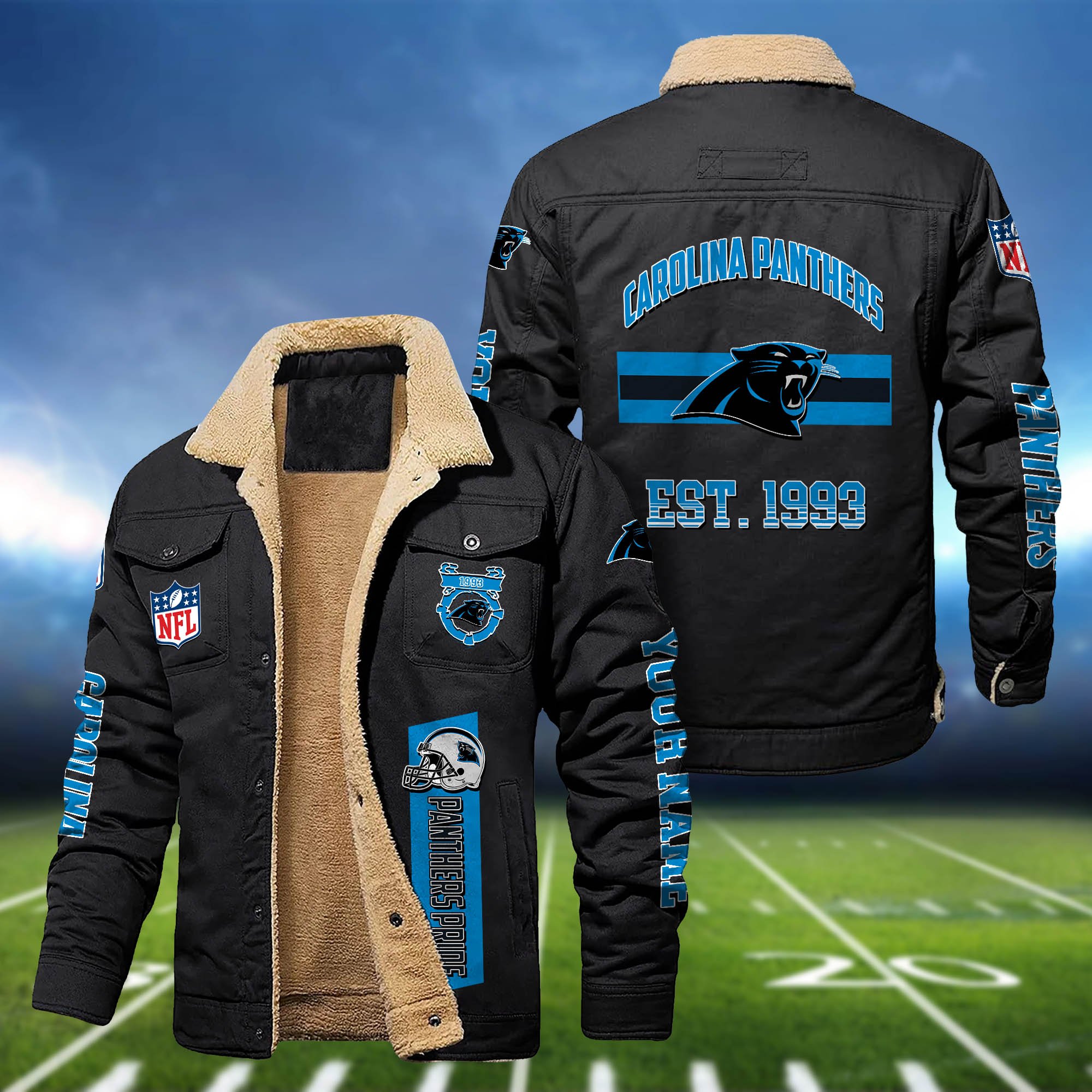 Carolina Panthers 2D Fleece Bomber Jacket Customized Your Name, Jackets For Sport Fan, Sport Gifts ETHY-53777