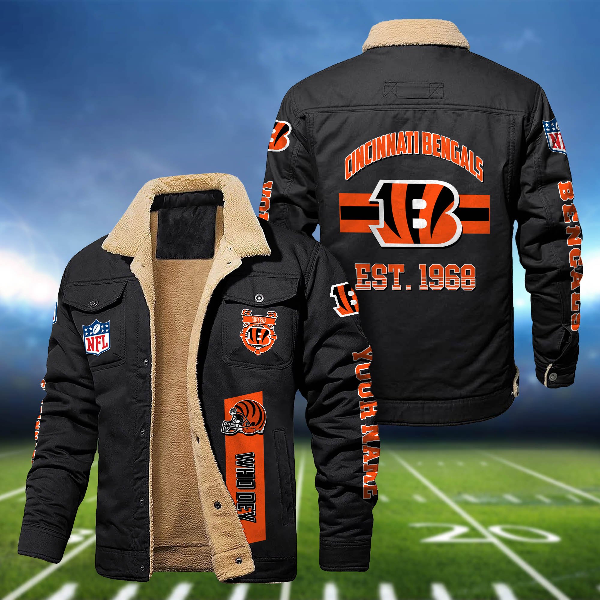 Cincinnati Bengals 2D Fleece Bomber Jacket Customized Your Name, Jackets For Sport Fan, Sport Gifts ETHY-53777