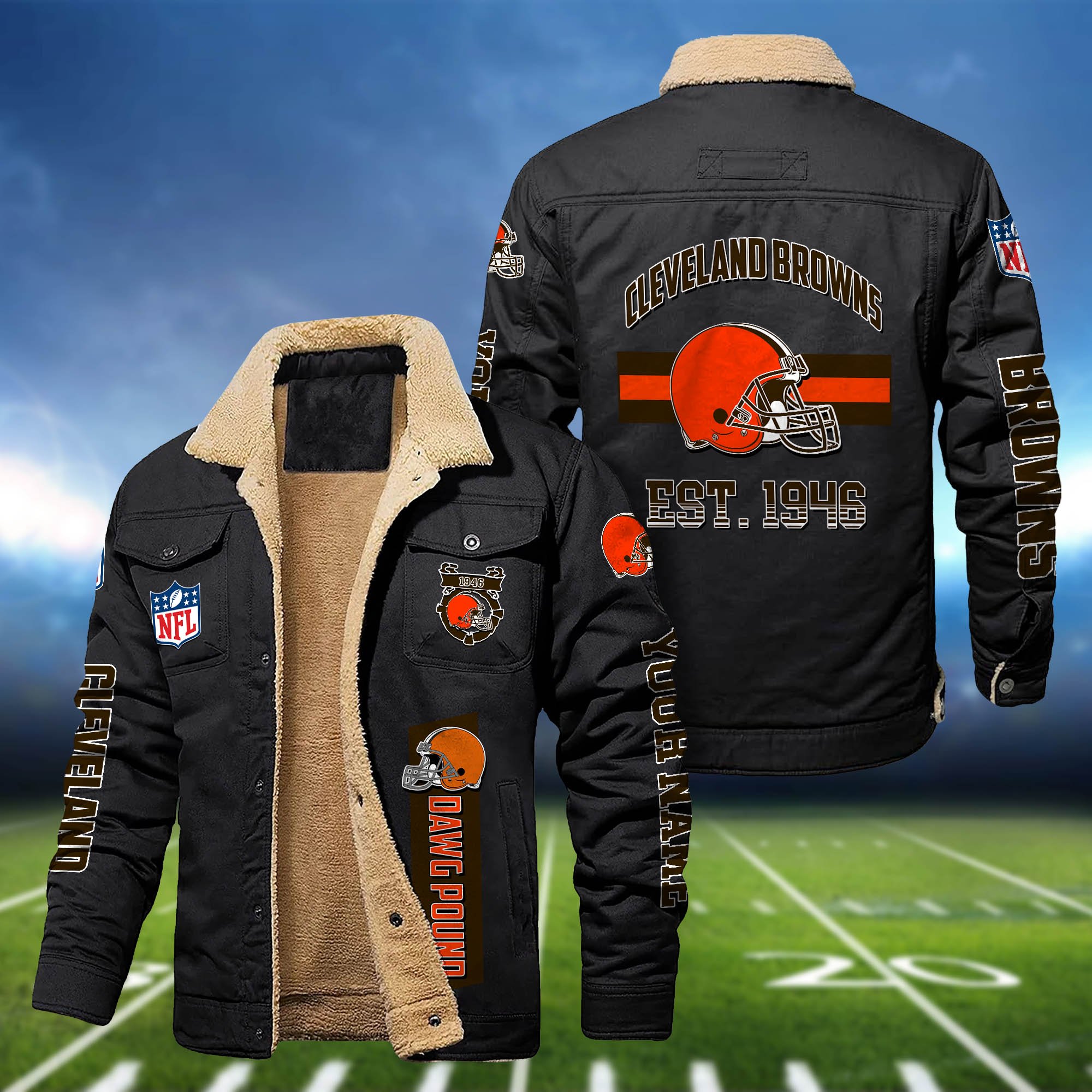 Cleveland Browns 2D Fleece Bomber Jacket Customized Your Name, Jackets For Sport Fan, Sport Gifts ETHY-53777