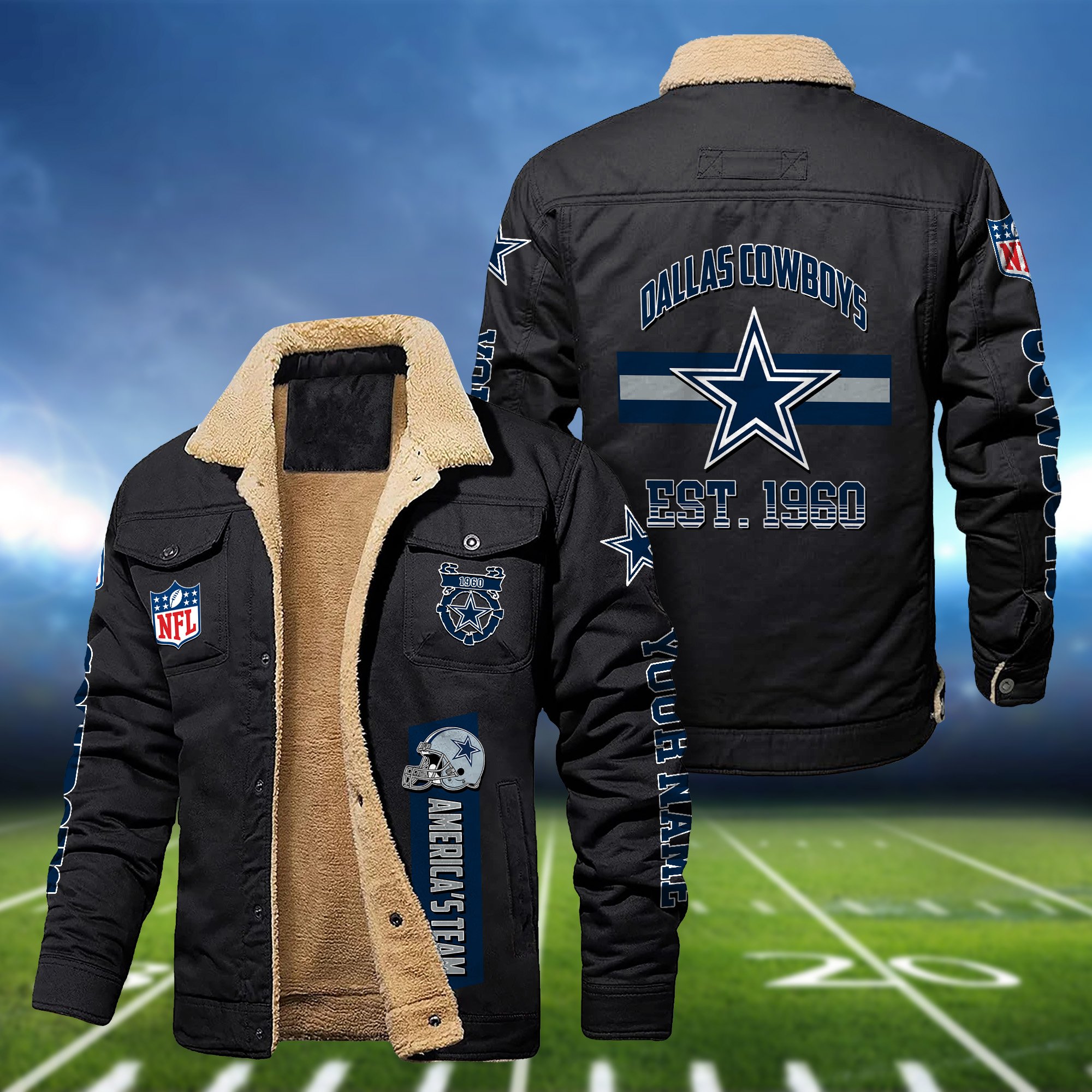 Dallas Cowboys 2D Fleece Bomber Jacket Customized Your Name, Jackets For Sport Fan, Sport Gifts ETHY-53777