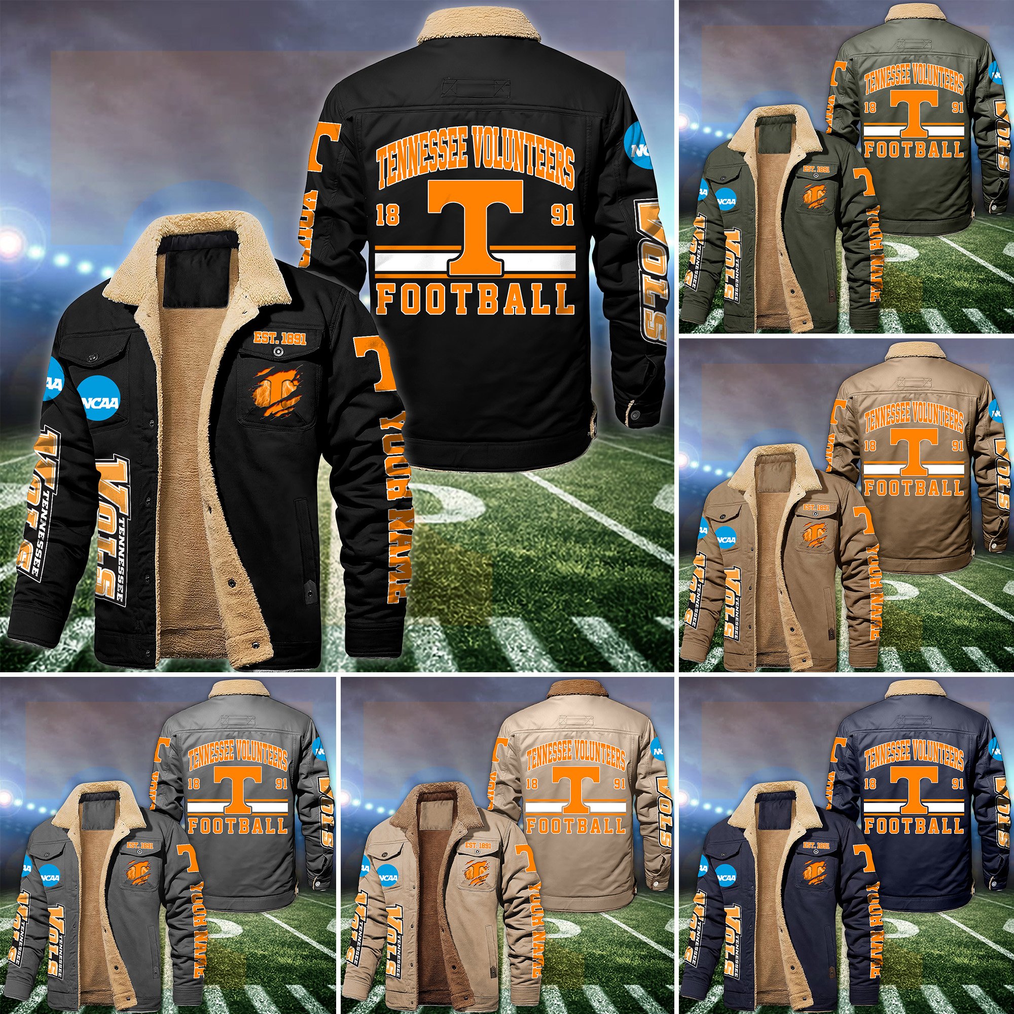 Tennessee Volunteers Fleece Lined Cargo Jacket Custom Your Name, Sport Fleece Jacket, FootBall Fan Gift EHIVM-53671