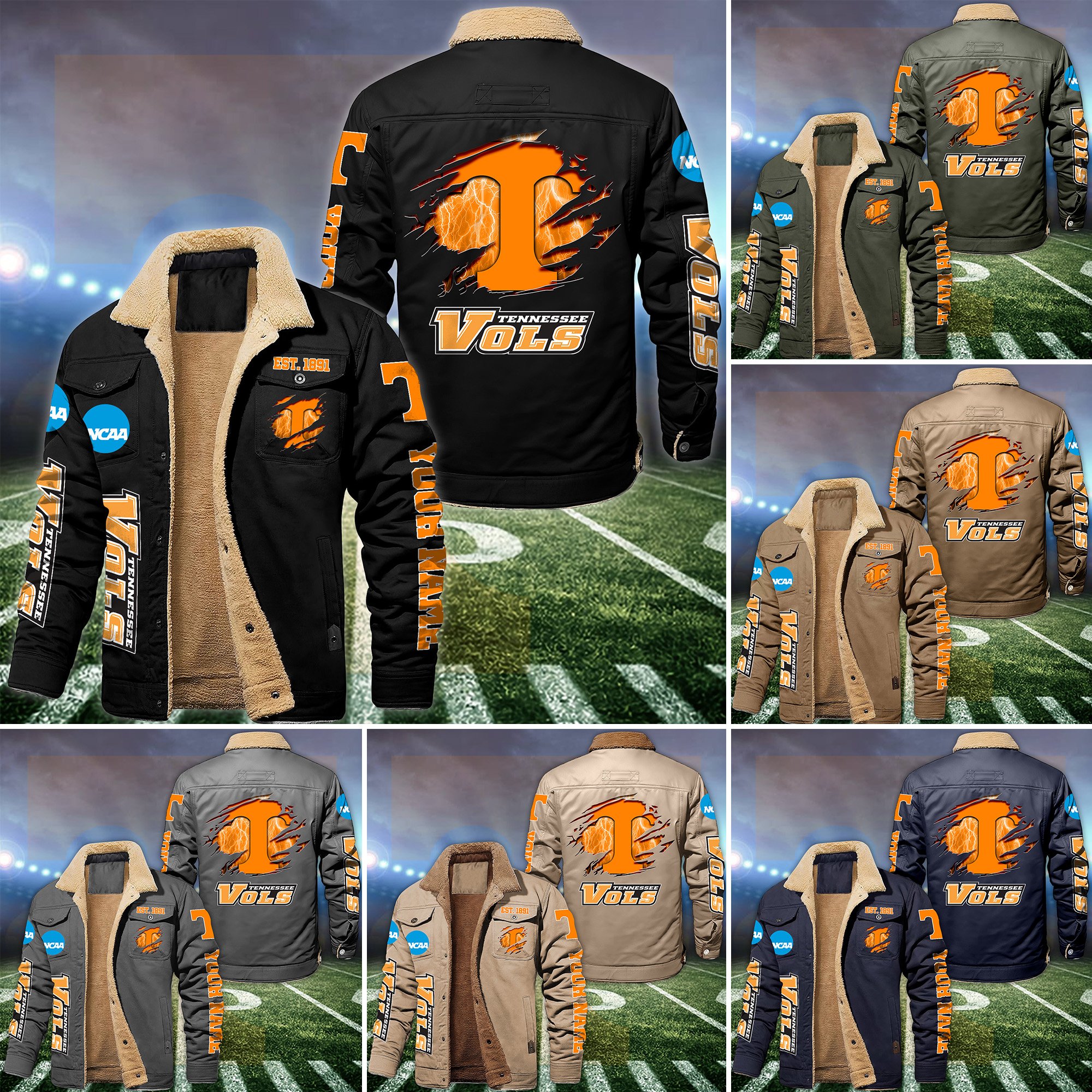 Tennessee Volunteers Fleece Lined Cargo Jacket Custom Your Name, Sport Fleece Jacket, FootBall Fan Gift EHIVM-53730