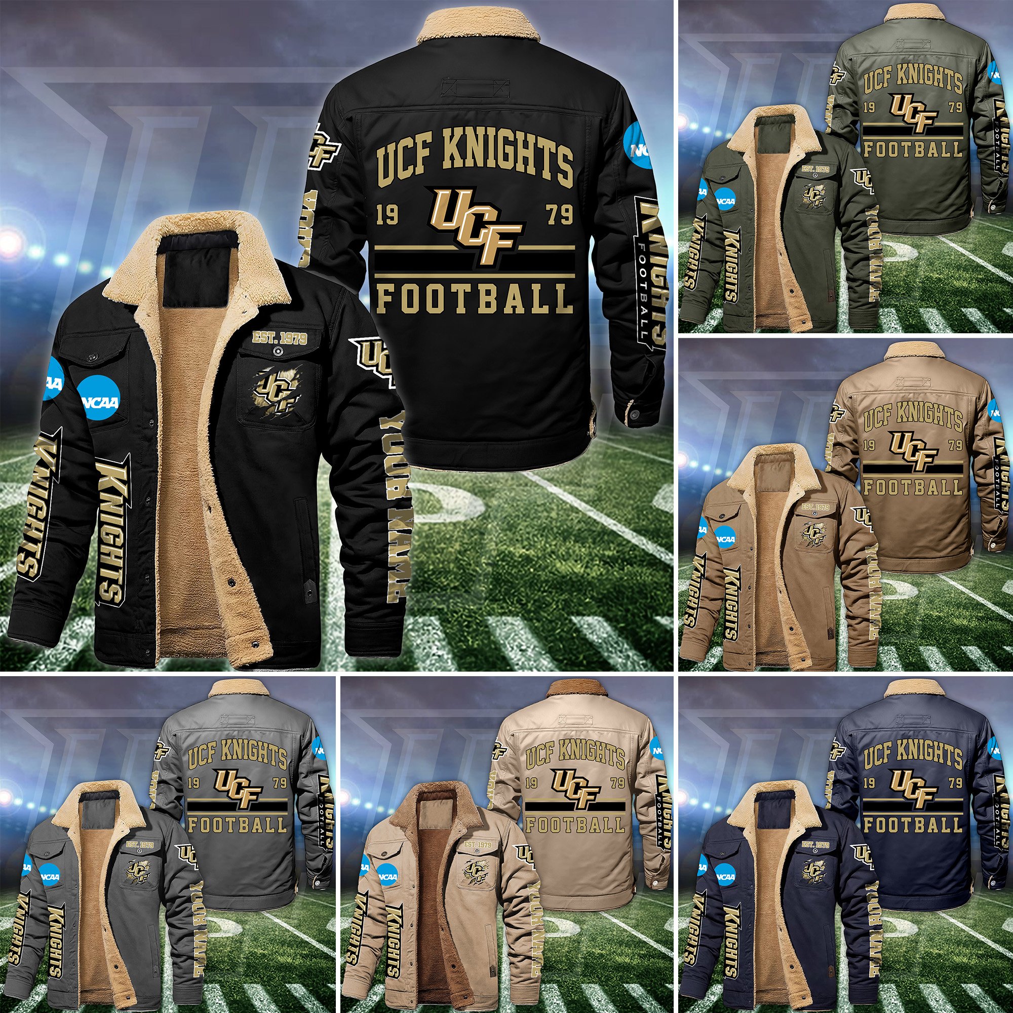 UCF Knights  Fleece Lined Cargo Jacket Custom Your Name, Sport  Fleece Jacket, FootBall Fan Gift EHIVM-53671