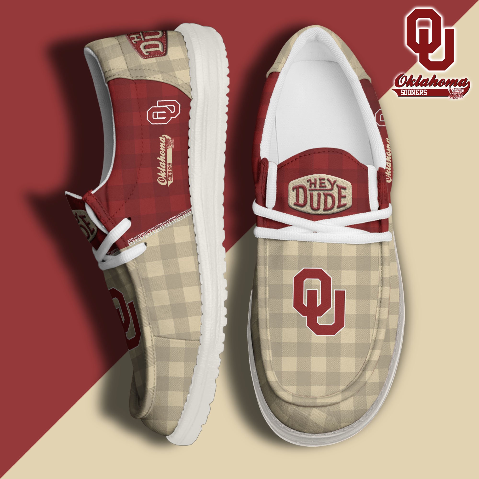 Oklahoma Sooners Hey Dude Canvas Loafer Shoes Custom Your Name, Sport Shoes For Fan, Fan Gifts EHIVM-61236