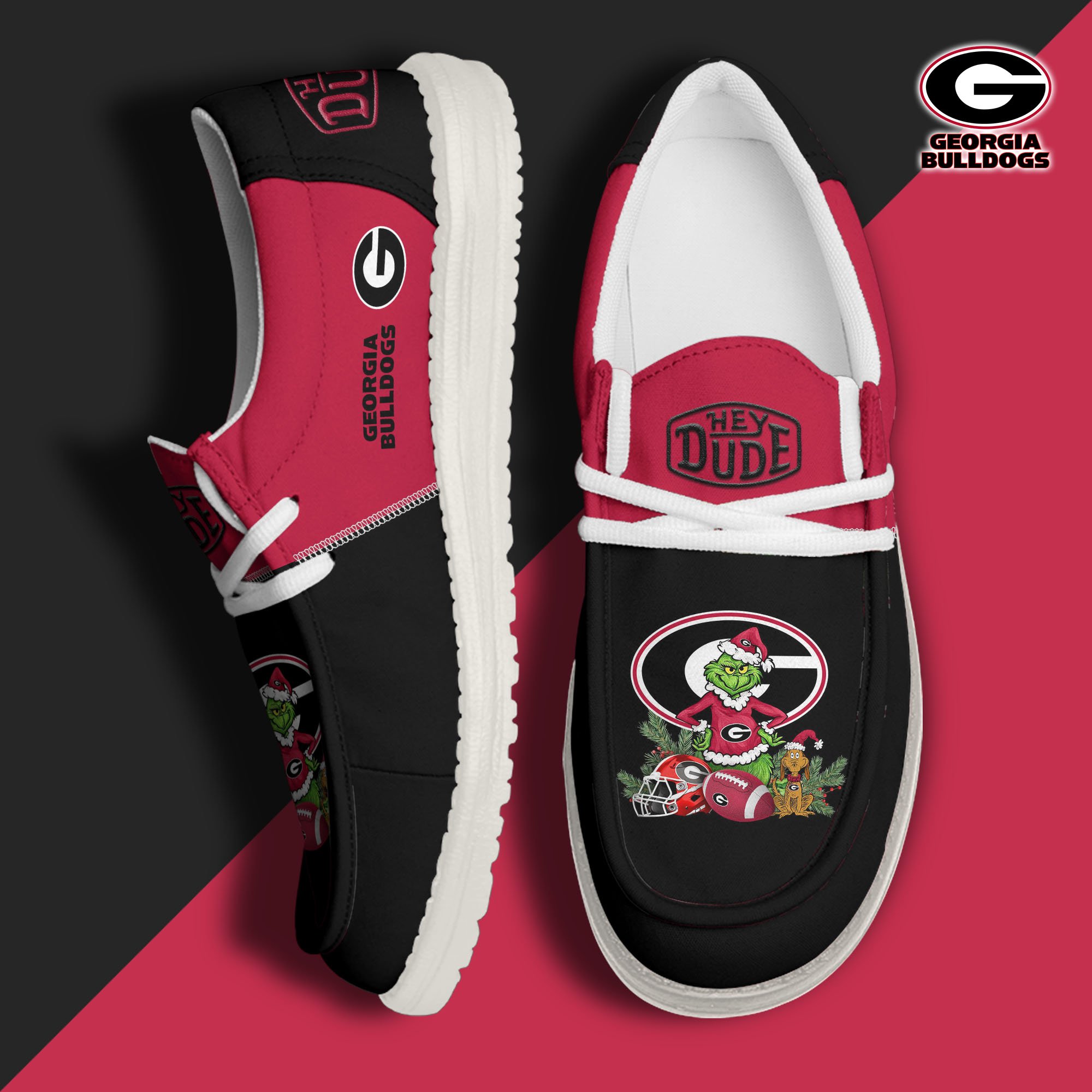 Georgia Bulldogs Football Hey Dude Canvas Loafer Shoes Custom Your Name, Sport Shoes For Fan, Fan Gifts EHIVM-61211