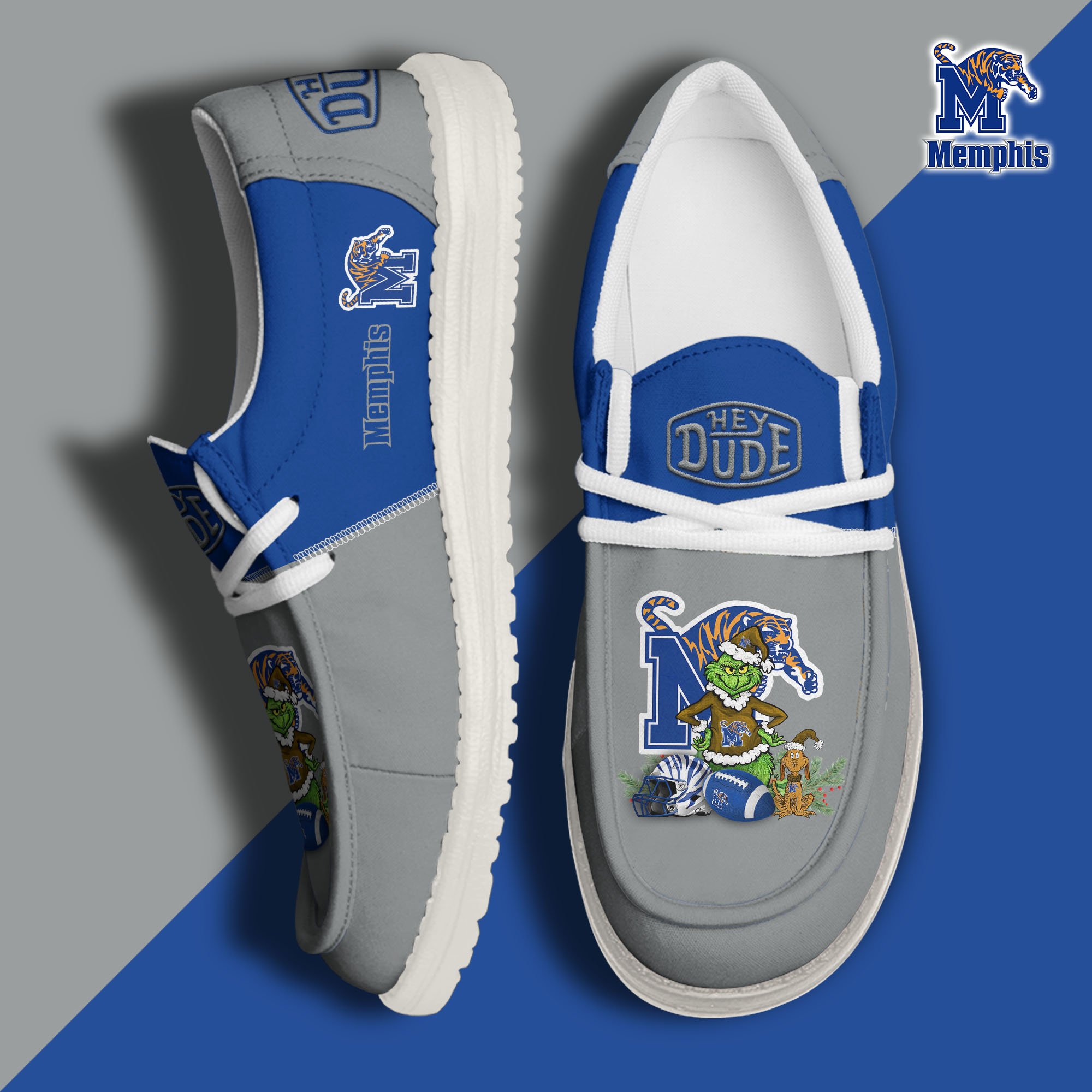 Memphis Tigers Football Hey Dude Canvas Loafer Shoes Custom Your Name, Sport Shoes For Fan, Fan Gifts EHIVM-61211