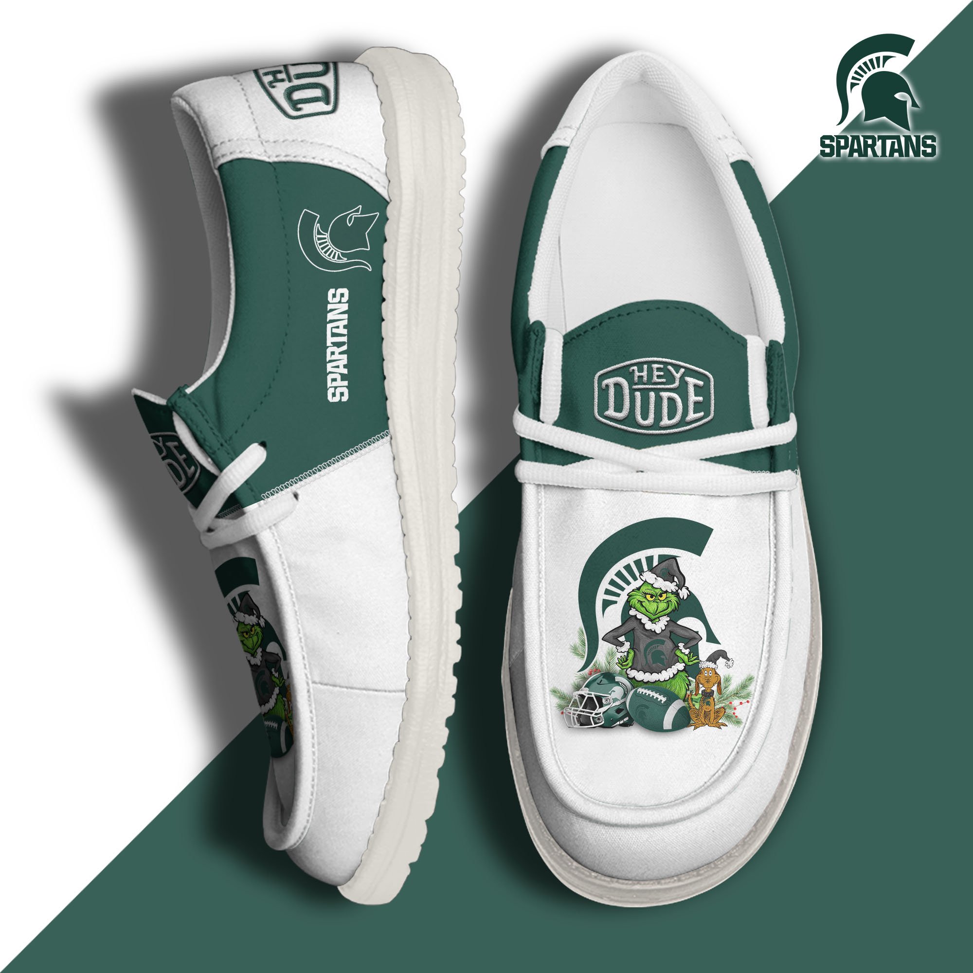 Michigan State Spartans Football Hey Dude Canvas Loafer Shoes Custom Your Name, Sport Shoes For Fan, Fan Gifts EHIVM-61211