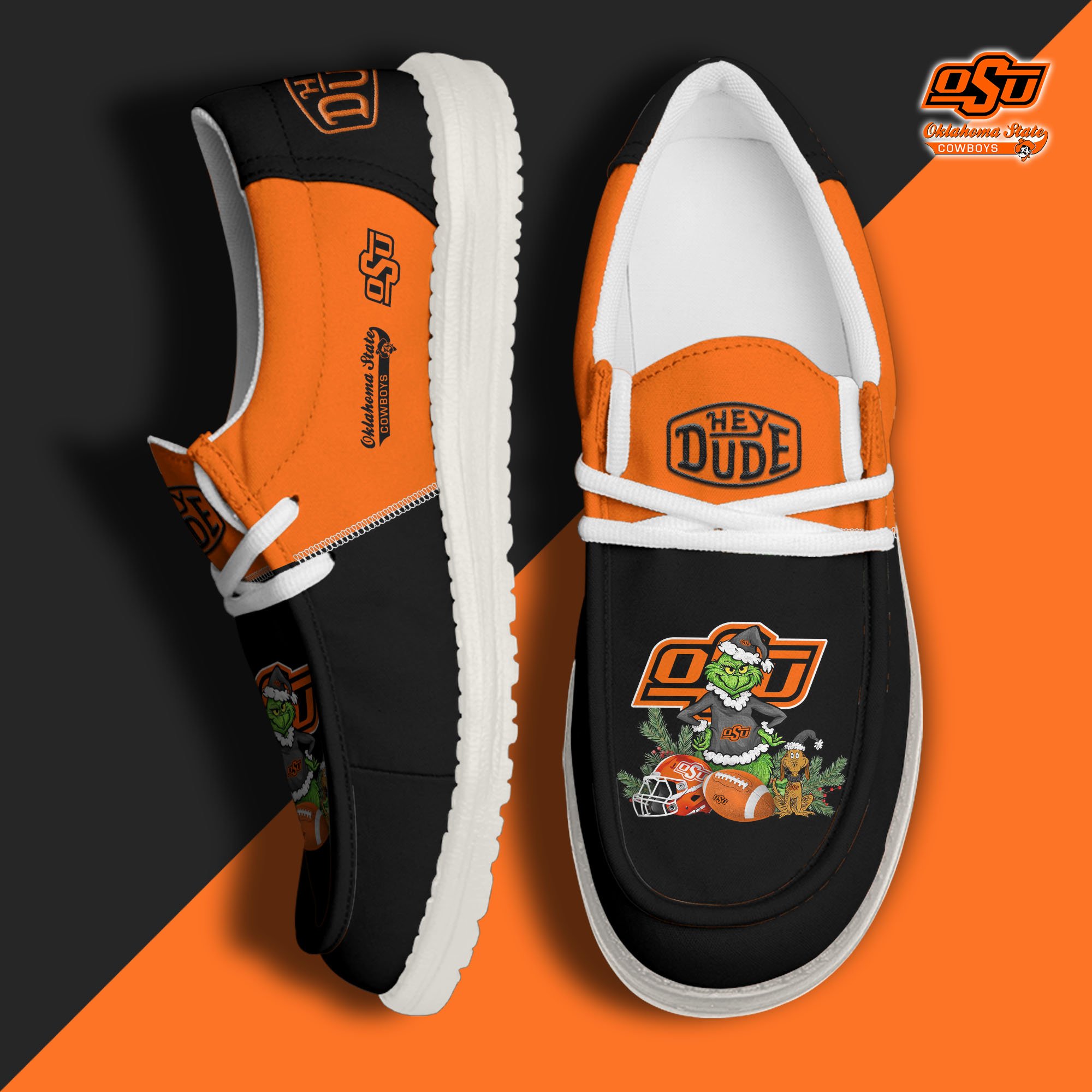 Oklahoma State Cowboys Football Hey Dude Canvas Loafer Shoes Custom Your Name, Sport Shoes For Fan, Fan Gifts EHIVM-61211