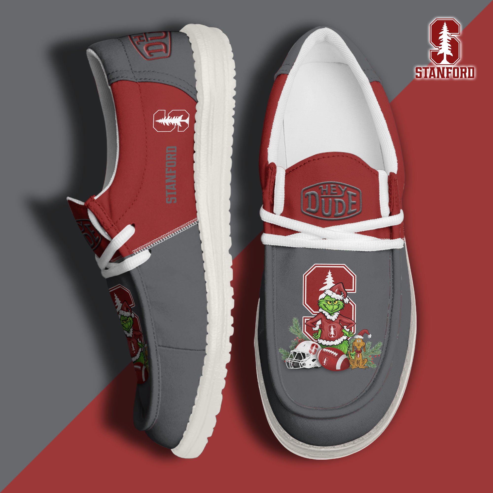 Stanford Cardinal Football Hey Dude Canvas Loafer Shoes Custom Your Name, Sport Shoes For Fan, Fan Gifts EHIVM-61211