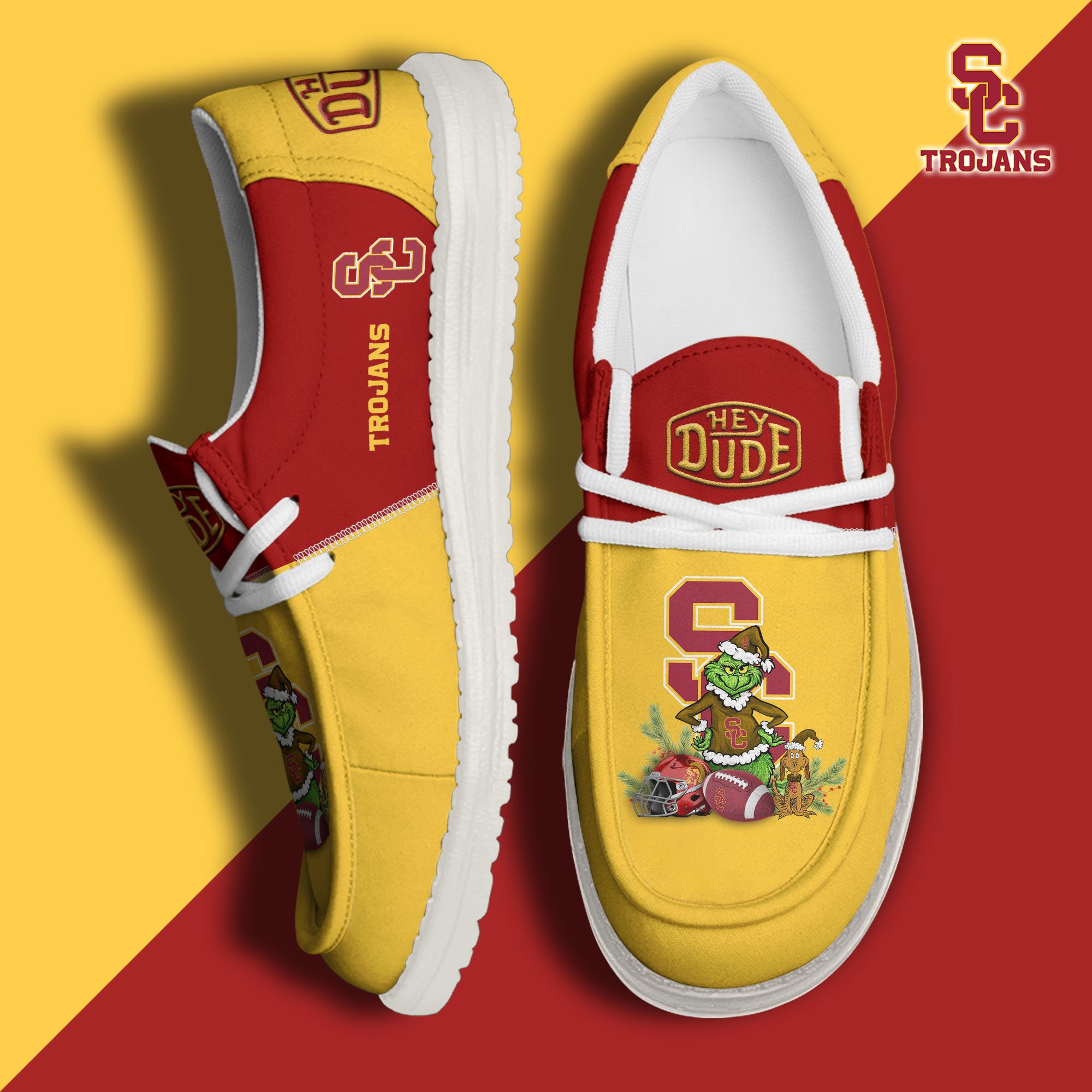 USC Trojans Football Hey Dude Canvas Loafer Shoes Custom Your Name, Sport Shoes For Fan, Fan Gifts EHIVM-61211