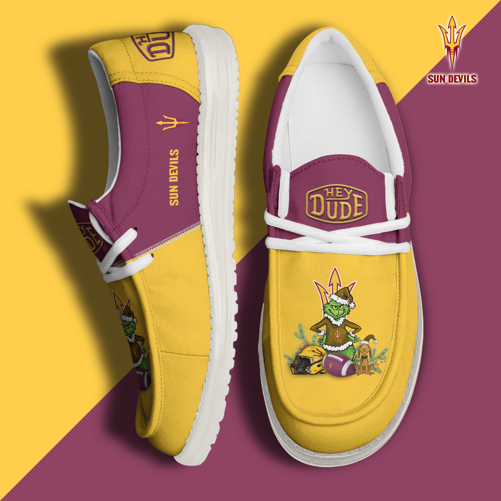 Arizona State Sun Devils Football Hey Dude Canvas Loafer Shoes Custom Your Name, Sport Shoes For Fan, Fan Gifts EHIVM-61211