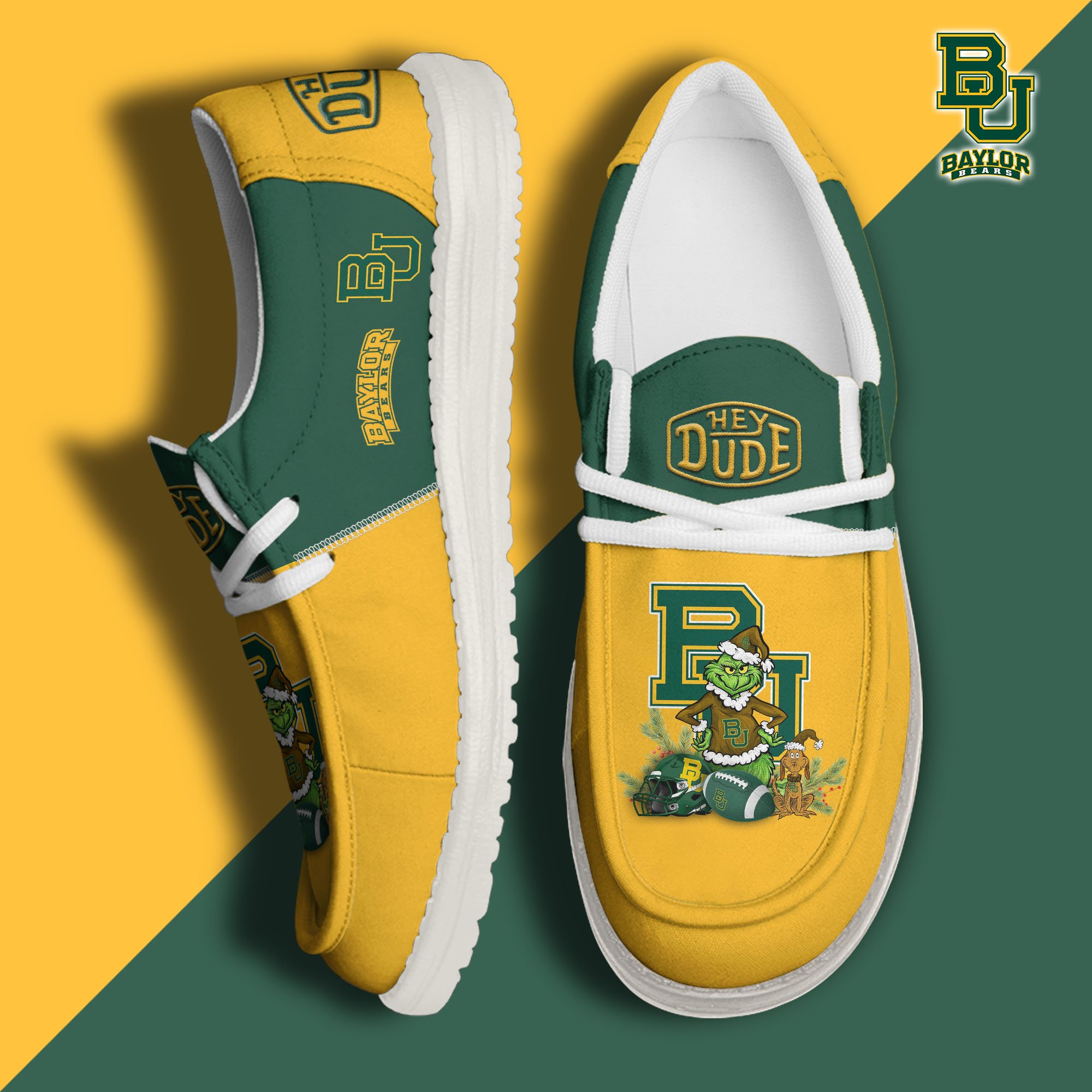 Baylor Bears Football Hey Dude Canvas Loafer Shoes Custom Your Name, Sport Shoes For Fan, Fan Gifts EHIVM-61211