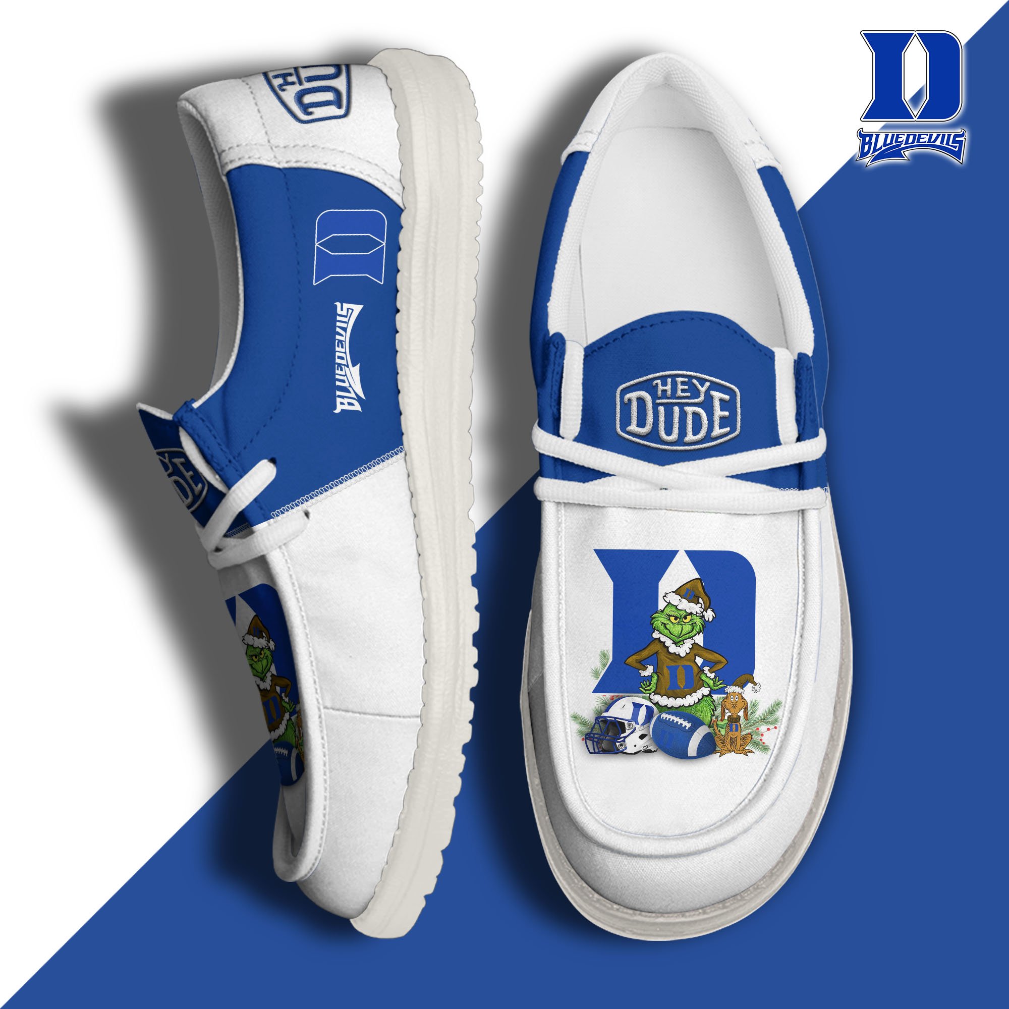 Duke Blue Devils Football Hey Dude Canvas Loafer Shoes Custom Your Name, Sport Shoes For Fan, Fan Gifts EHIVM-61211