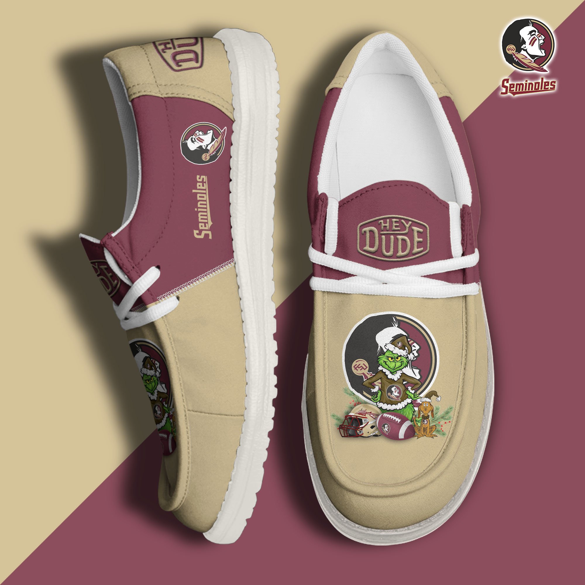 Florida State Seminoles Football Hey Dude Canvas Loafer Shoes Custom Your Name, Sport Shoes For Fan, Fan Gifts EHIVM-61211