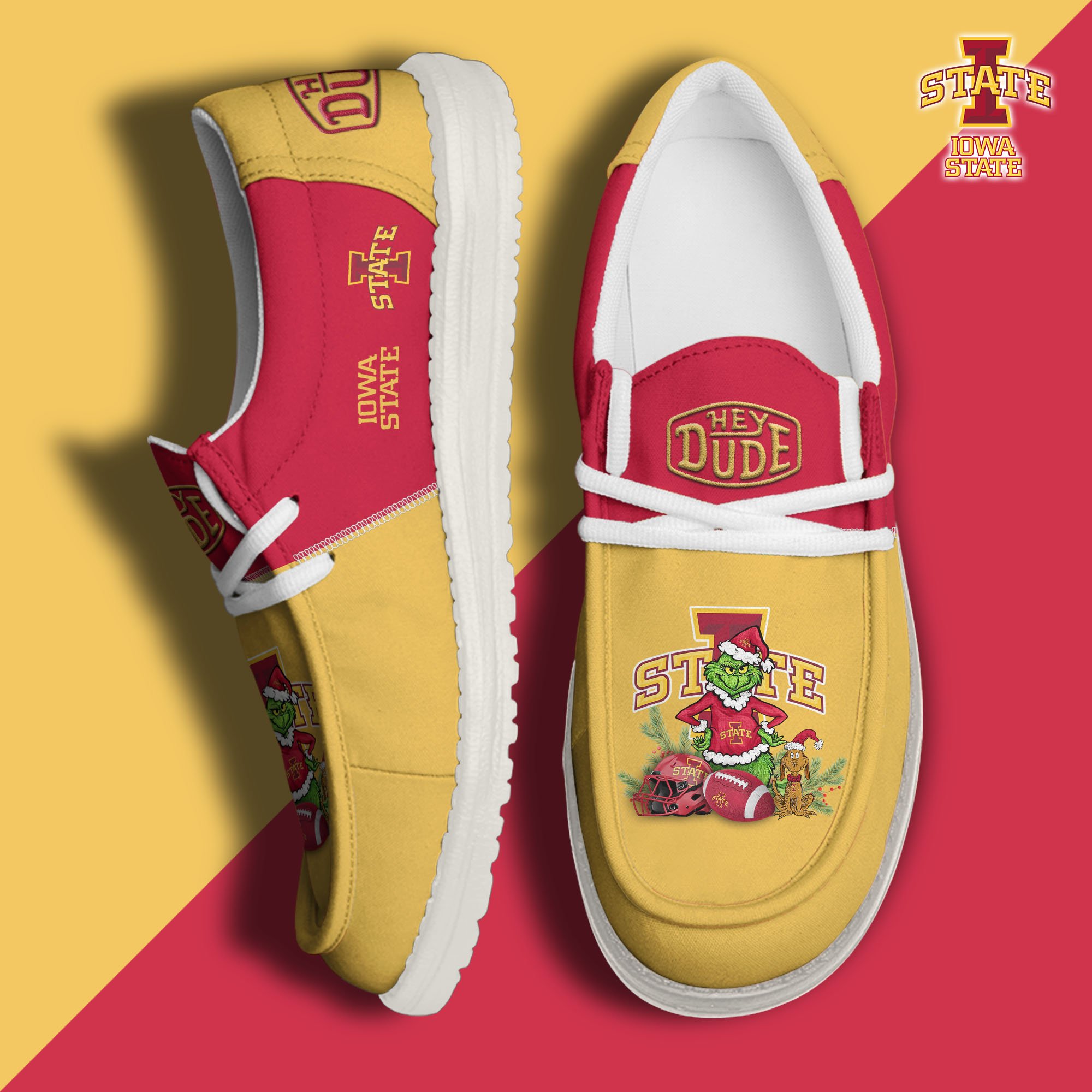 Iowa State Cyclones Football Hey Dude Canvas Loafer Shoes Custom Your Name, Sport Shoes For Fan, Fan Gifts EHIVM-61211