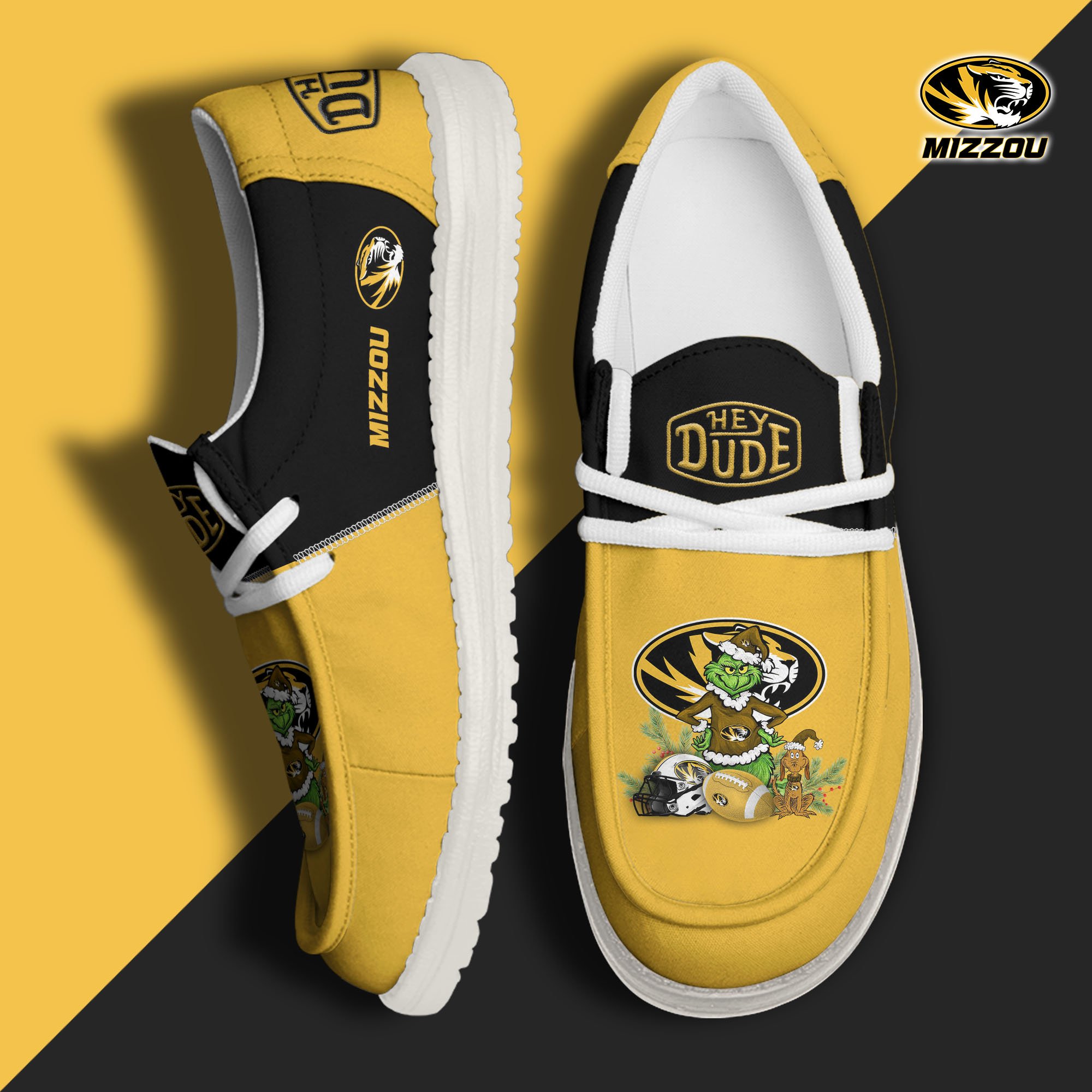 Missouri Tigers Football Hey Dude Canvas Loafer Shoes Custom Your Name, Sport Shoes For Fan, Fan Gifts EHIVM-61211