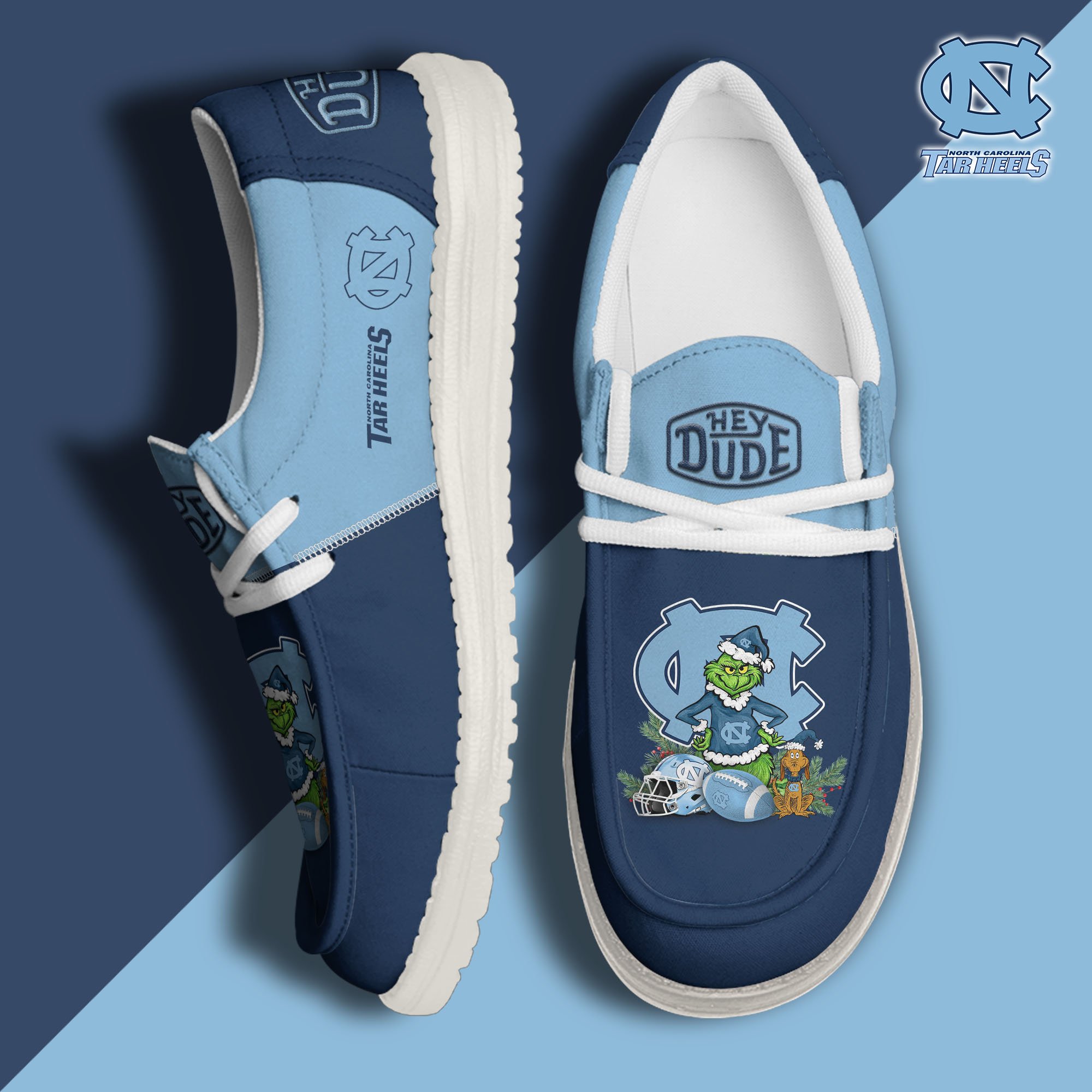 North Carolina Tar Heels Football Hey Dude Canvas Loafer Shoes Custom Your Name, Sport Shoes For Fan, Fan Gifts EHIVM-61211