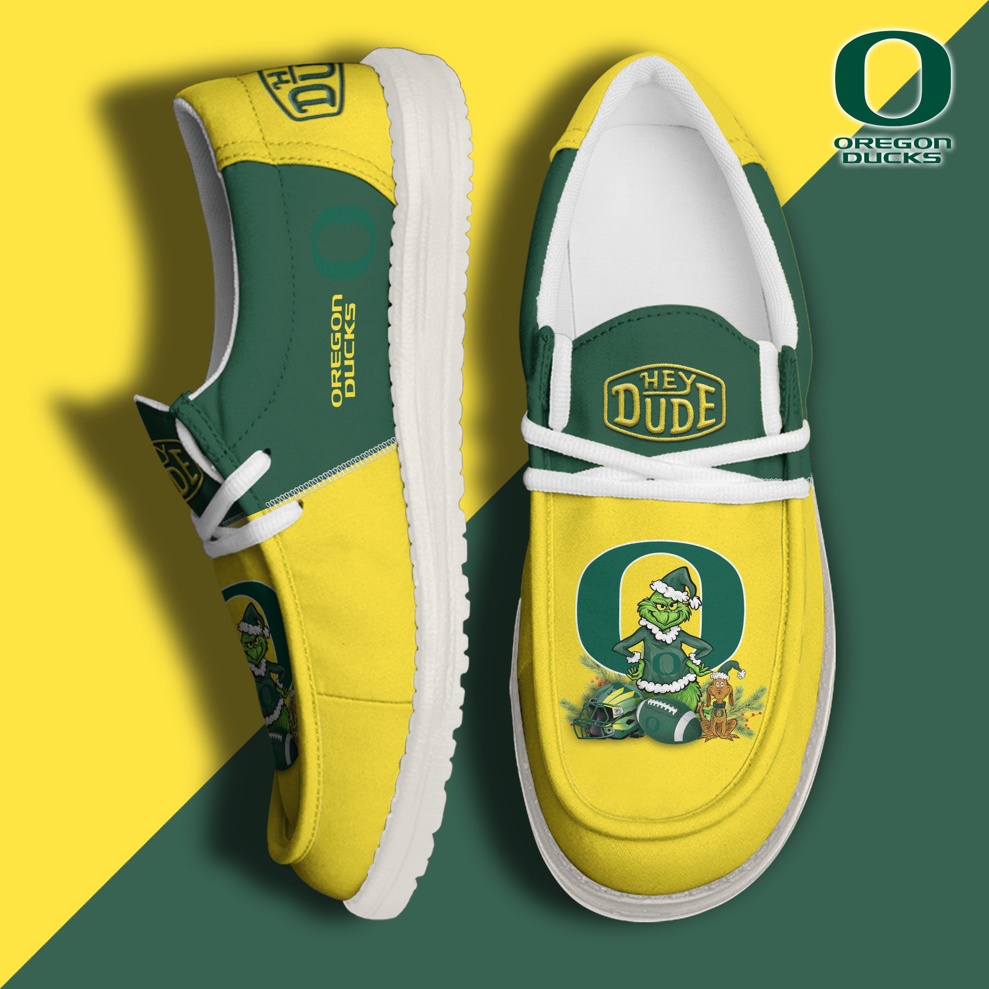 Oregon Ducks Football Hey Dude Canvas Loafer Shoes Custom Your Name, Sport Shoes For Fan, Fan Gifts EHIVM-61211