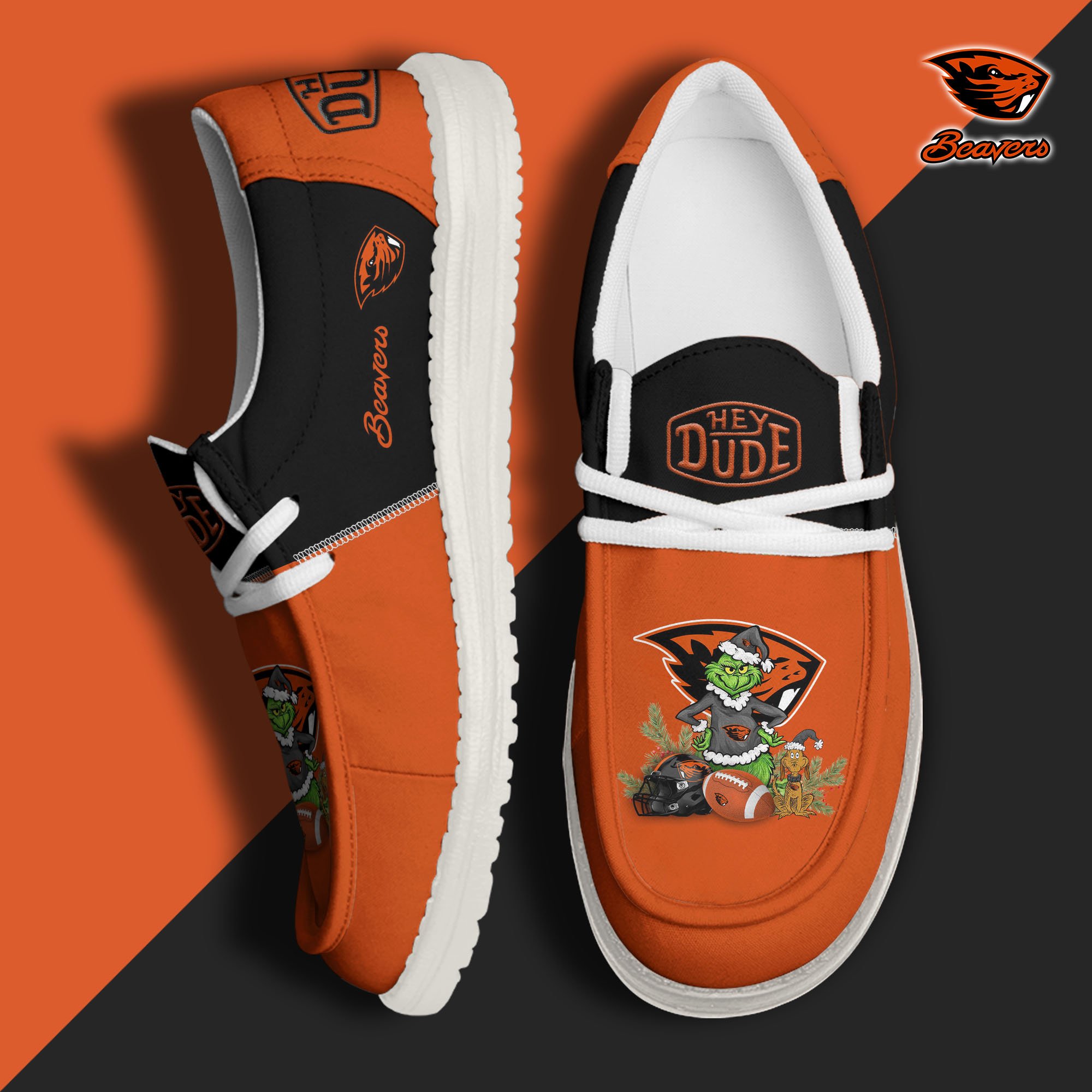 Oregon State Beavers Football Hey Dude Canvas Loafer Shoes Custom Your Name, Sport Shoes For Fan, Fan Gifts EHIVM-61211