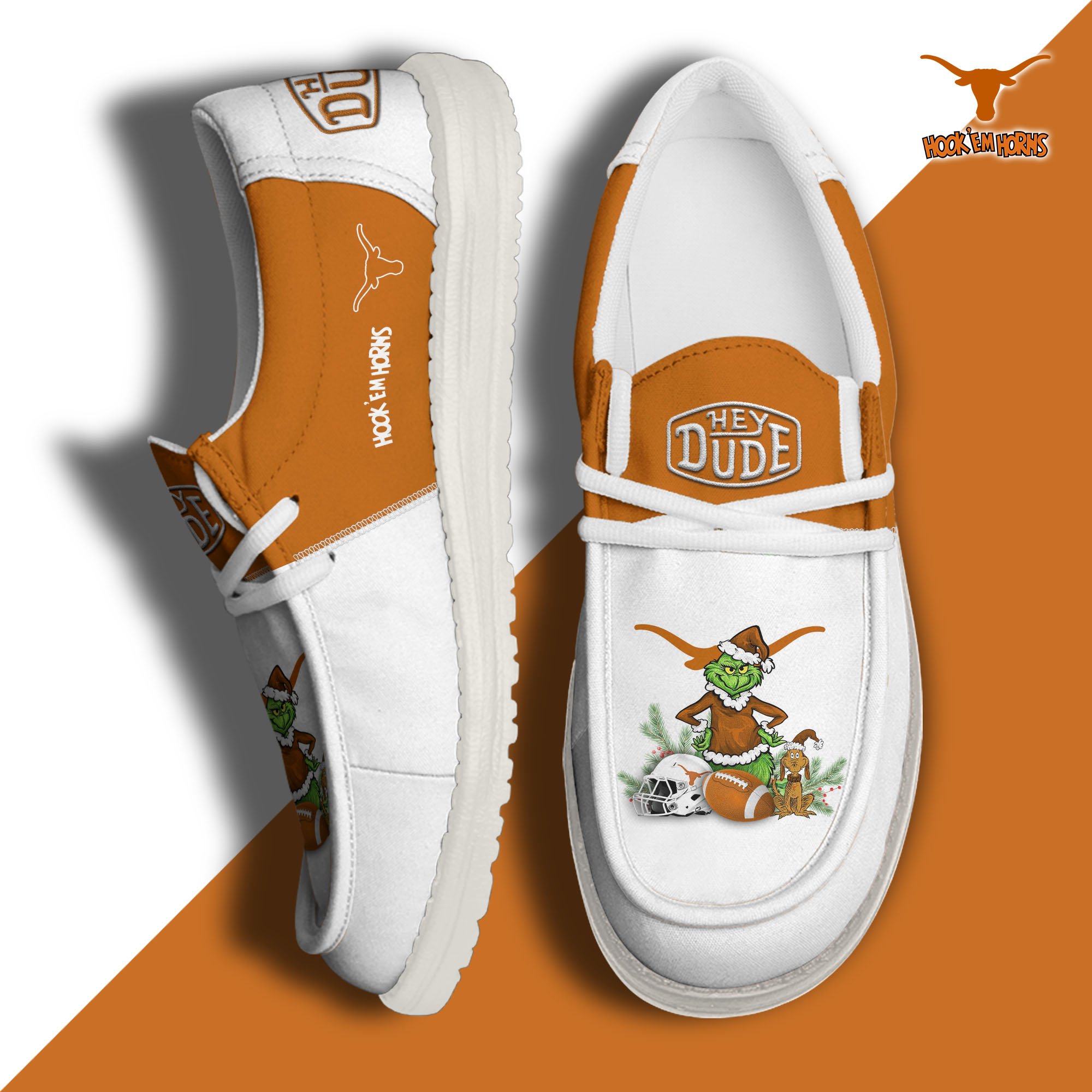 Texas Longhorns Football Hey Dude Canvas Loafer Shoes Custom Your Name, Sport Shoes For Fan, Fan Gifts EHIVM-61211