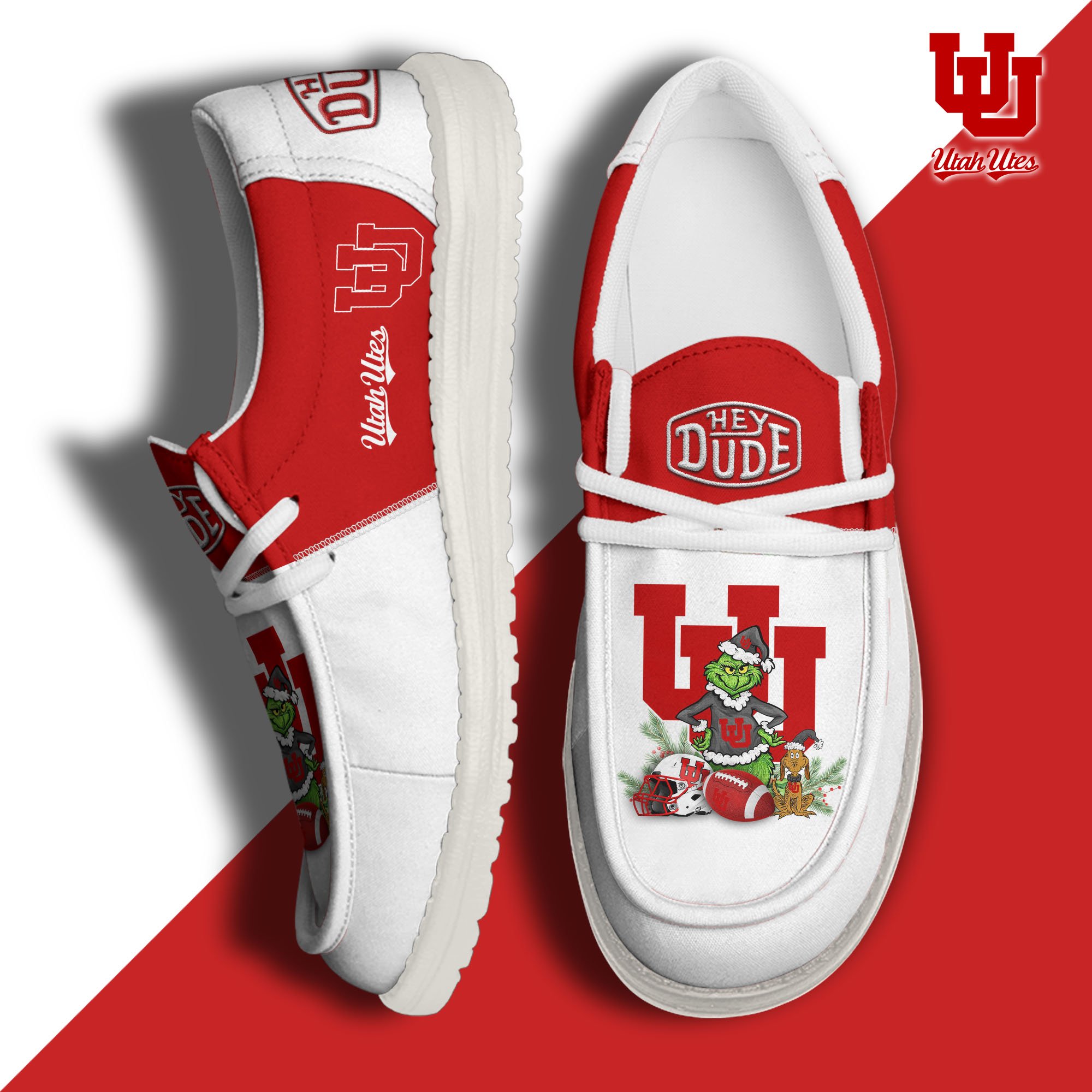 Utah Utes Football Hey Dude Canvas Loafer Shoes Custom Your Name, Sport Shoes For Fan, Fan Gifts EHIVM-61211