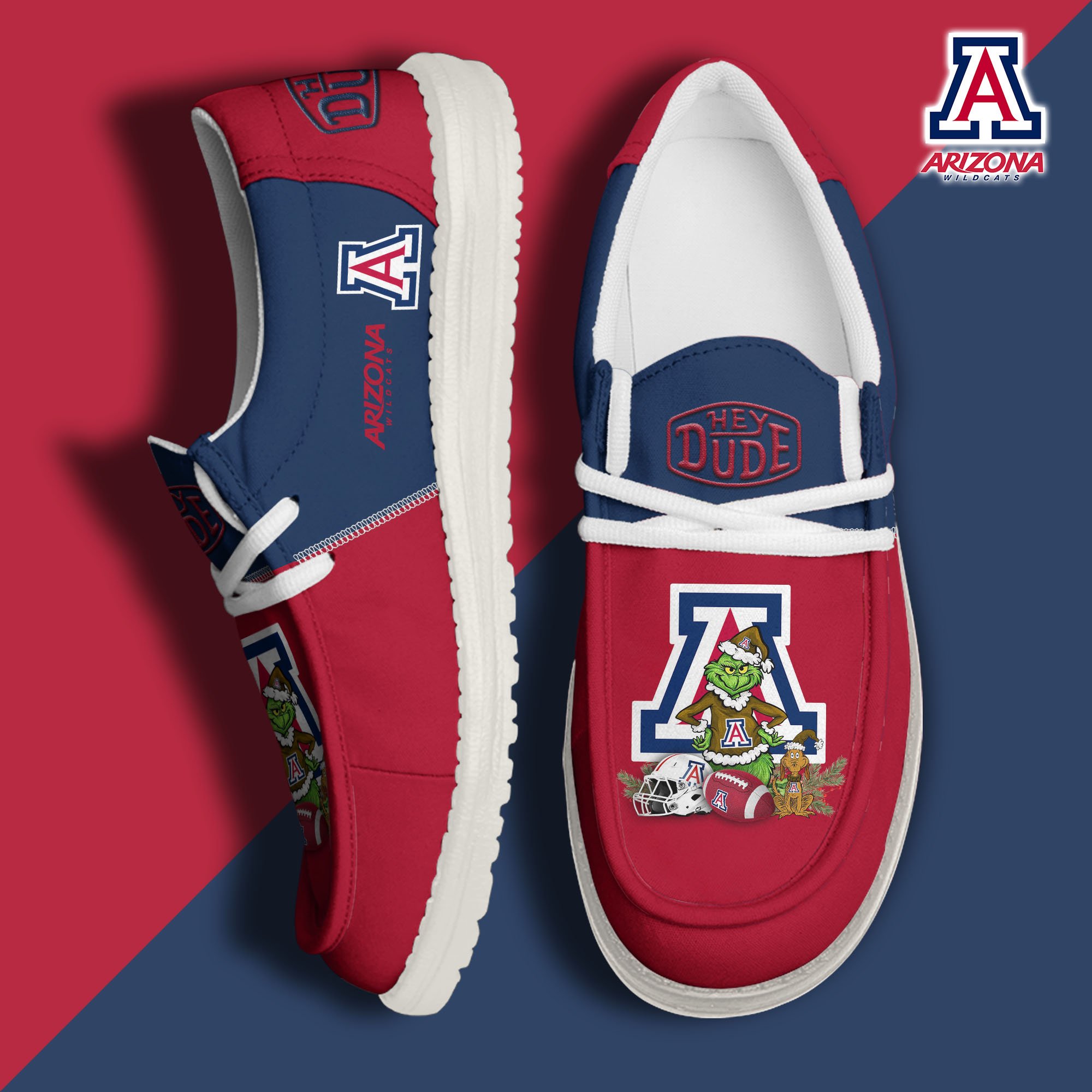 Arizona Wildcats Football Hey Dude Canvas Loafer Shoes Custom Your Name, Sport Shoes For Fan, Fan Gifts EHIVM-61211