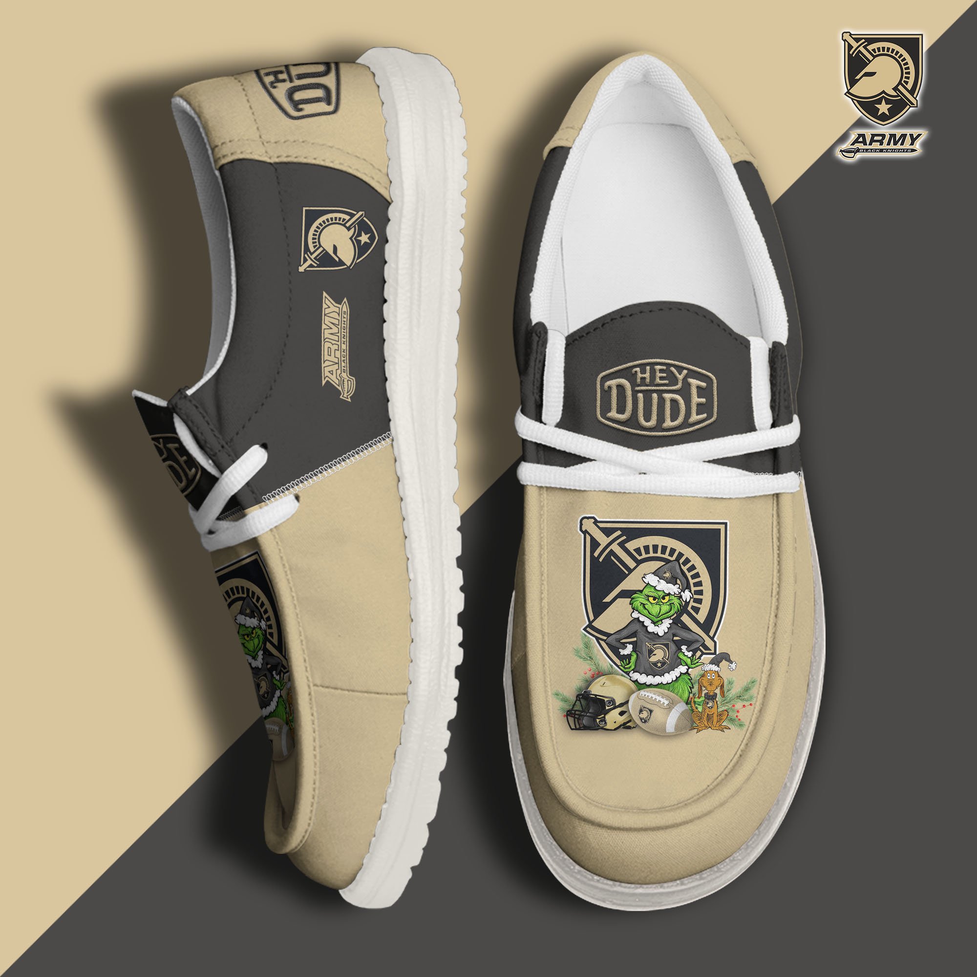 Army Black Knights Football Hey Dude Canvas Loafer Shoes Custom Your Name, Sport Shoes For Fan, Fan Gifts EHIVM-61211