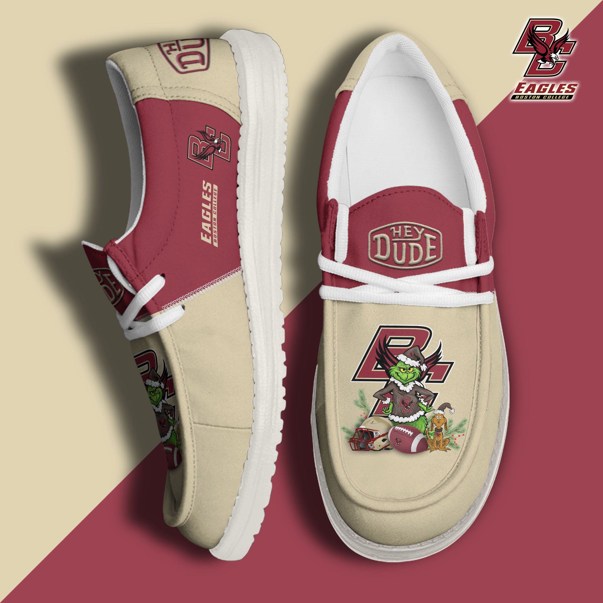 Boston College Eagles Football Hey Dude Canvas Loafer Shoes Custom Your Name, Sport Shoes For Fan, Fan Gifts EHIVM-61211