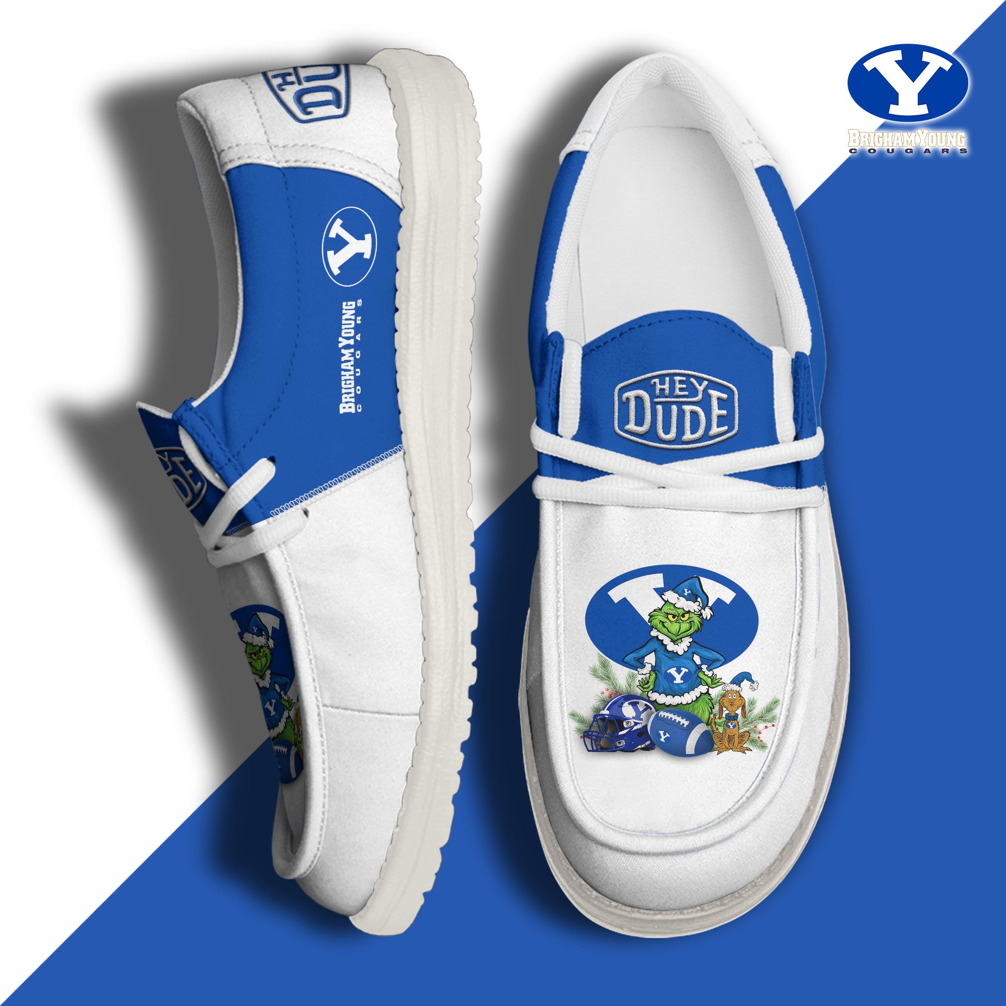 BYU Cougars Football Hey Dude Canvas Loafer Shoes Custom Your Name, Sport Shoes For Fan, Fan Gifts EHIVM-61211