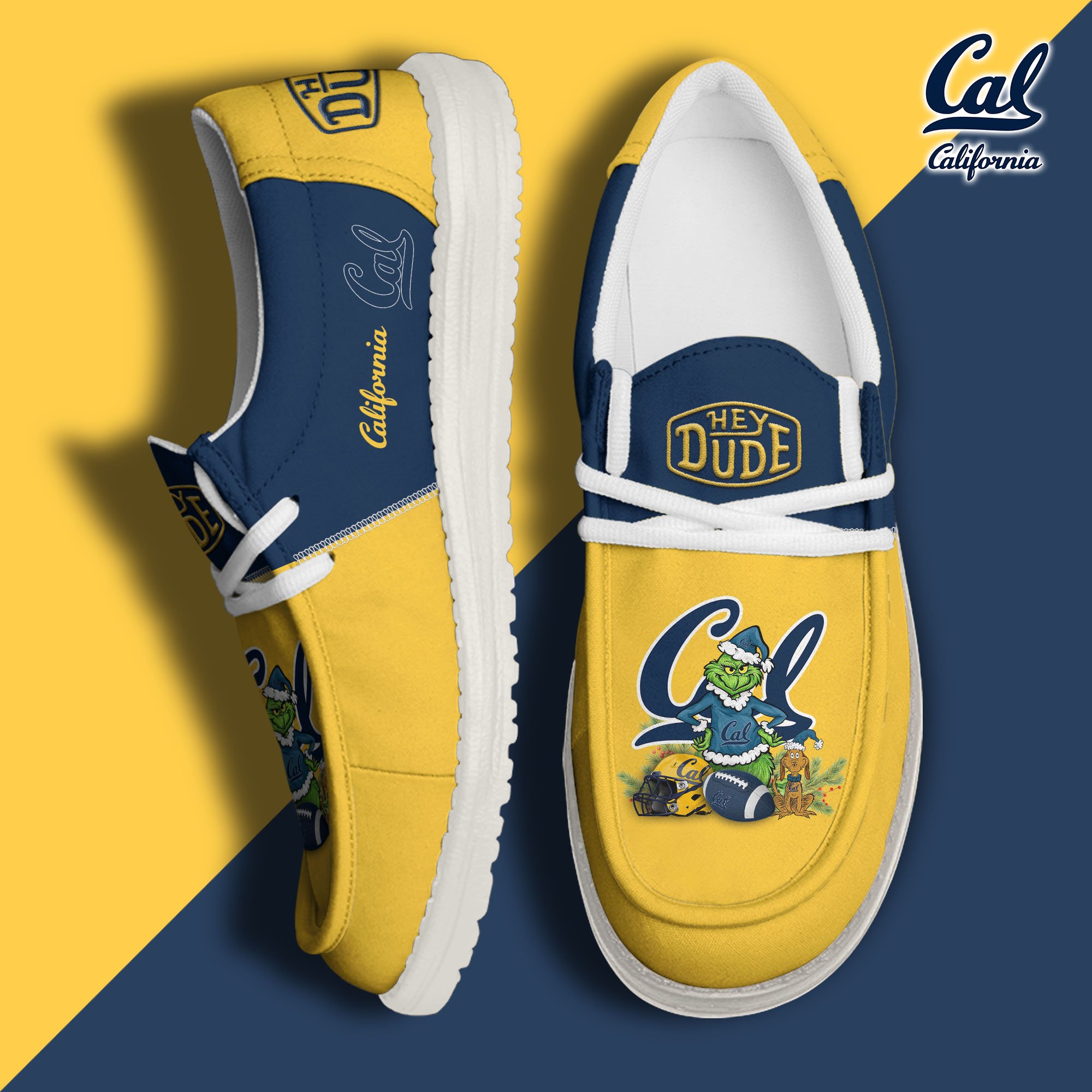 California Golden Bears Football Hey Dude Canvas Loafer Shoes Custom Your Name, Sport Shoes For Fan, Fan Gifts EHIVM-61211