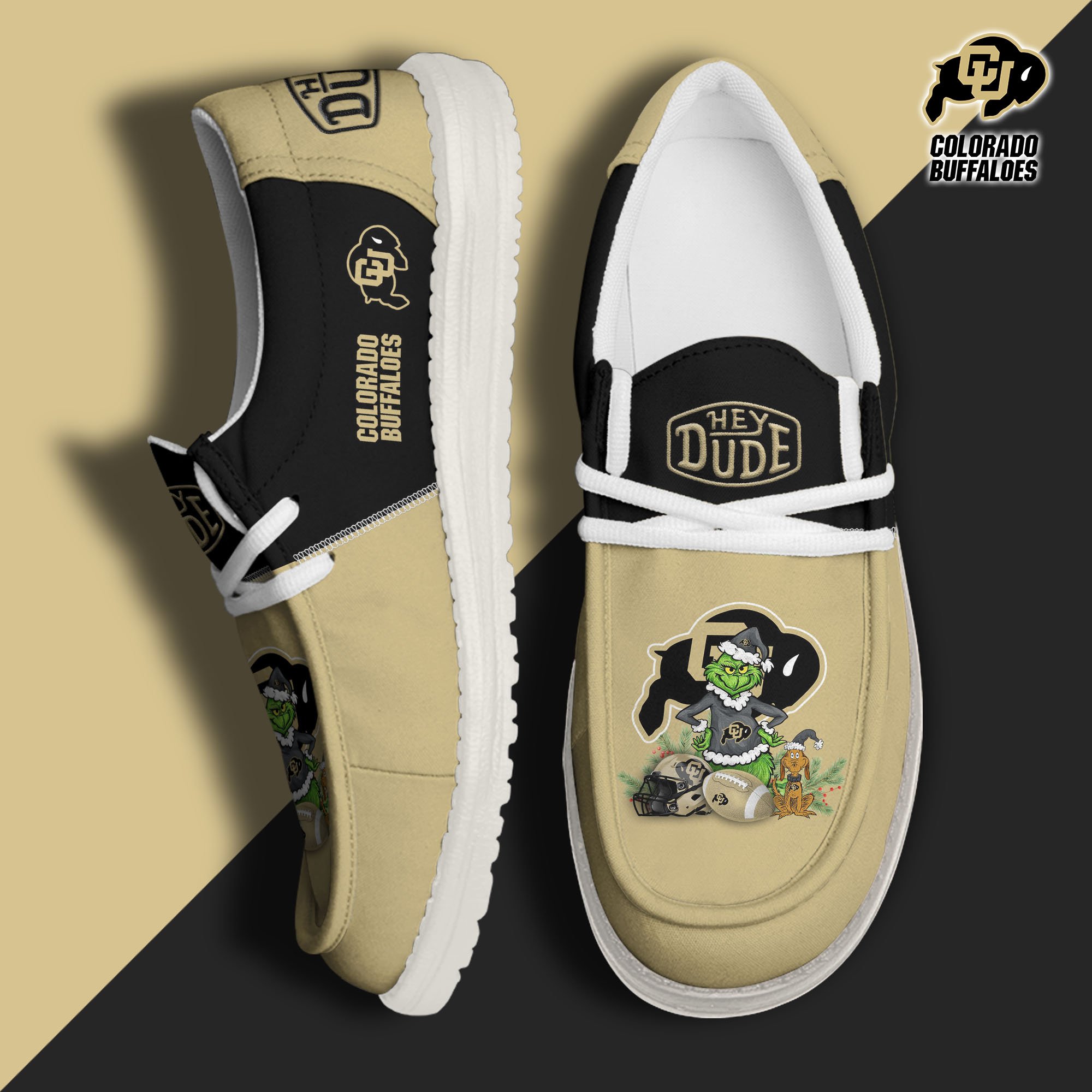 Colorado Buffaloes Football Hey Dude Canvas Loafer Shoes Custom Your Name, Sport Shoes For Fan, Fan Gifts EHIVM-61211