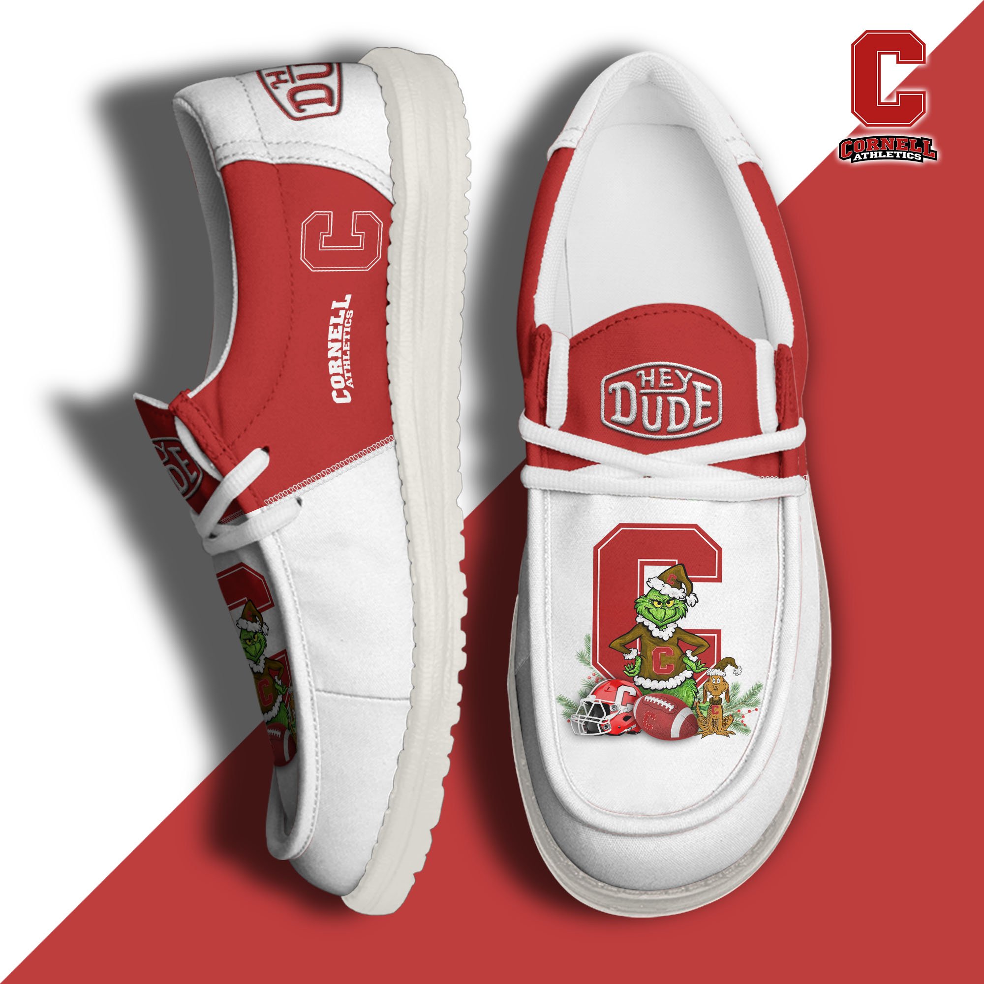 Cornell Big Red Football Hey Dude Canvas Loafer Shoes Custom Your Name, Sport Shoes For Fan, Fan Gifts EHIVM-61211